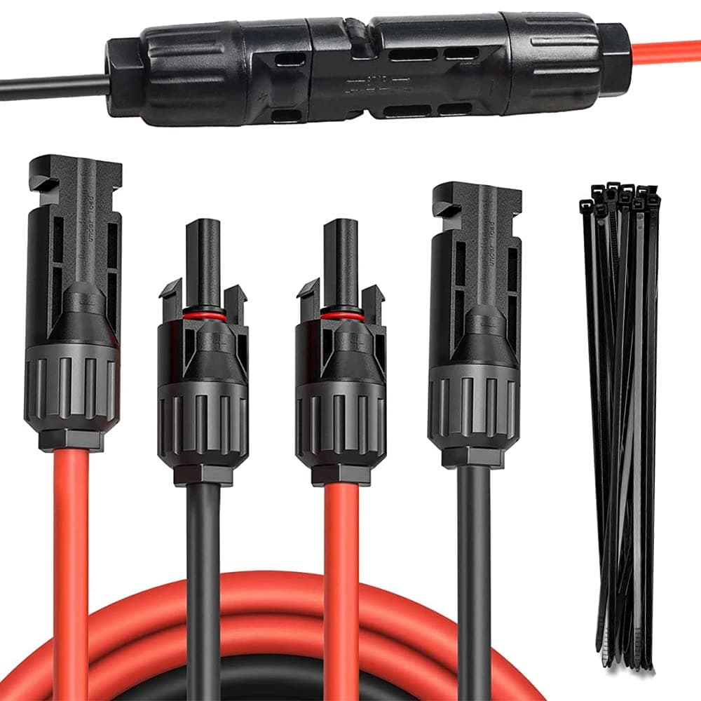 Stickerboy MC-4 Solar Panel Extension Cable 2m 12AWG PV Wire Solar Panel Wire Cable professional solar cable with Black tie for Solar Panels photovoltaic Systems cable solar power station