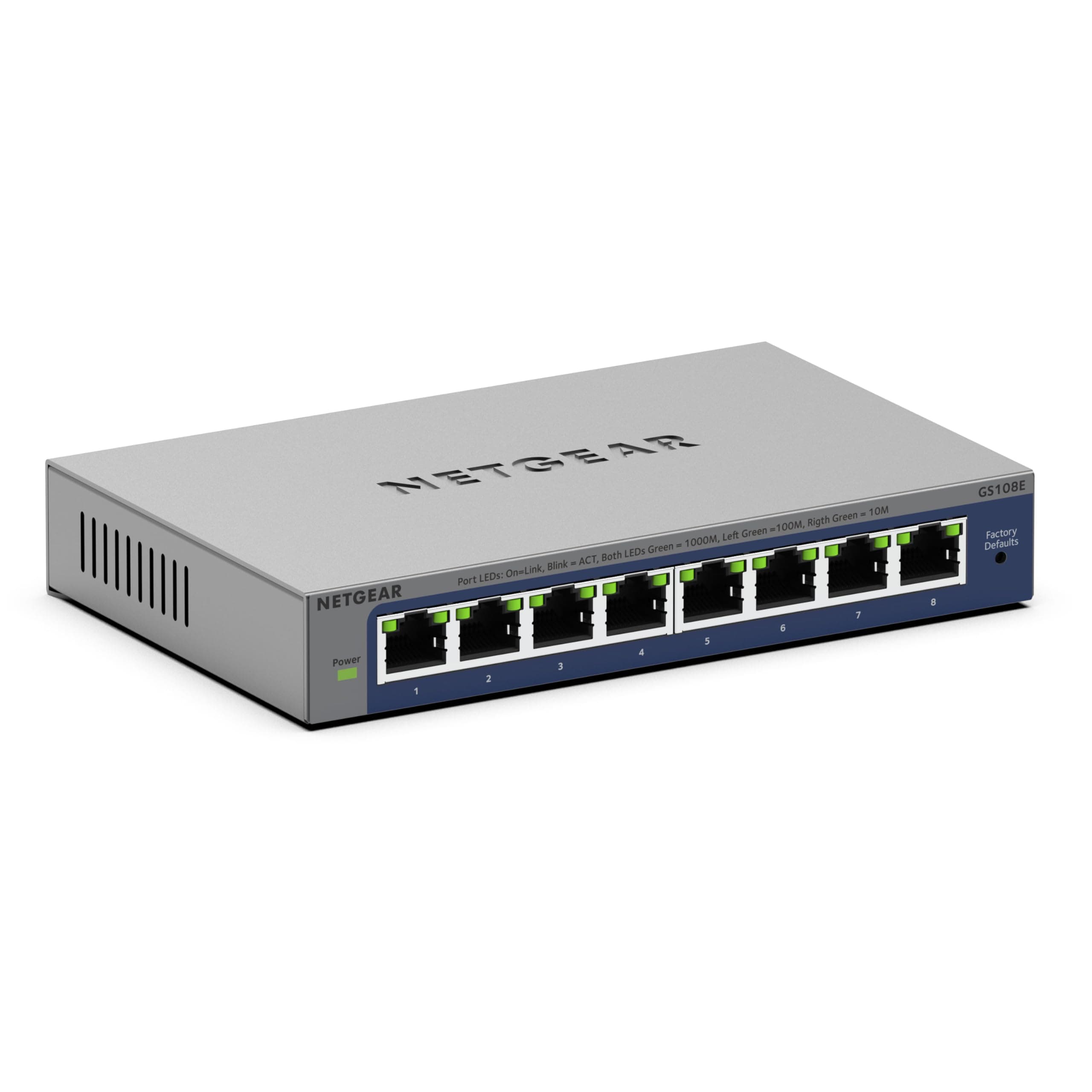 8-Port Gigabit Ethernet Easy Smart Managed Switch (GS108E) - Managed, Desktop or Wall Mount, and Limited Lifetime Protection