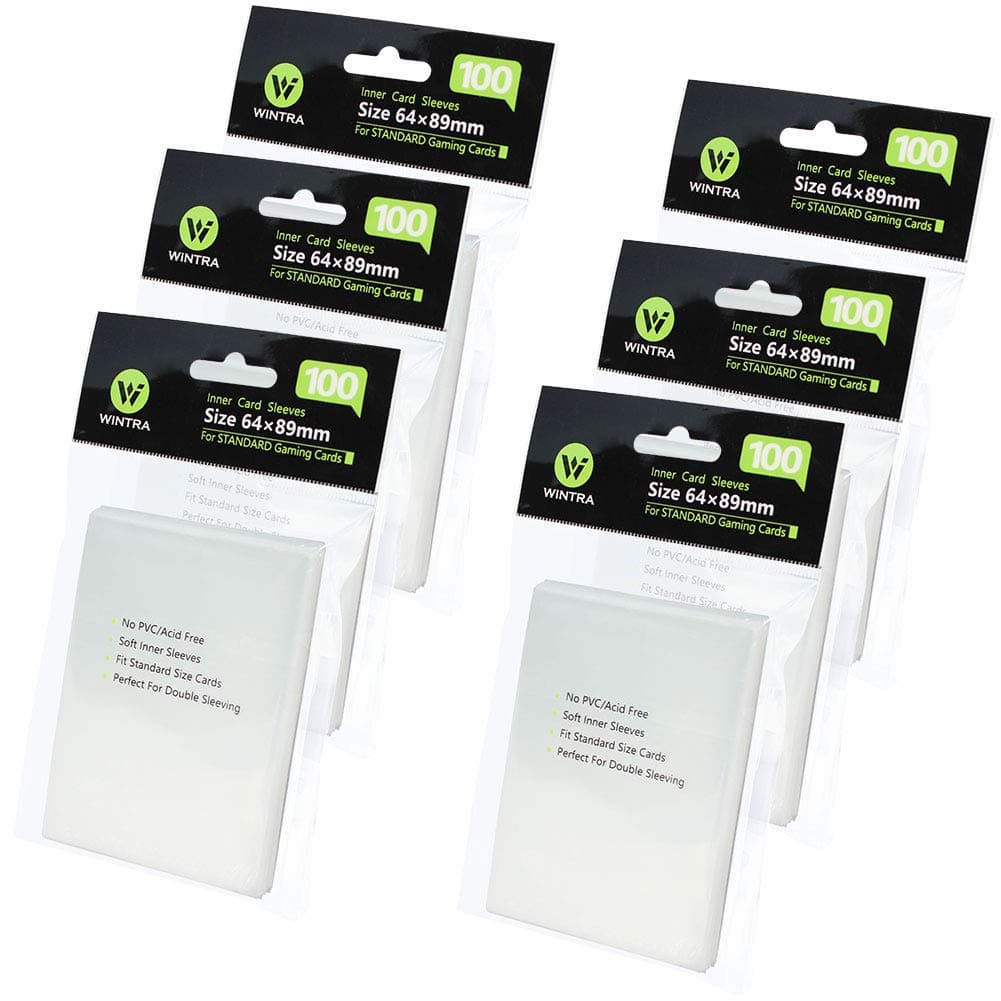 600 Count Precise -Fit 64 x 89 mm Clear Inner Card Sleeves, Transparent Soft Card Protectors for Standard Size Cards, Perfect for Double Sleeving