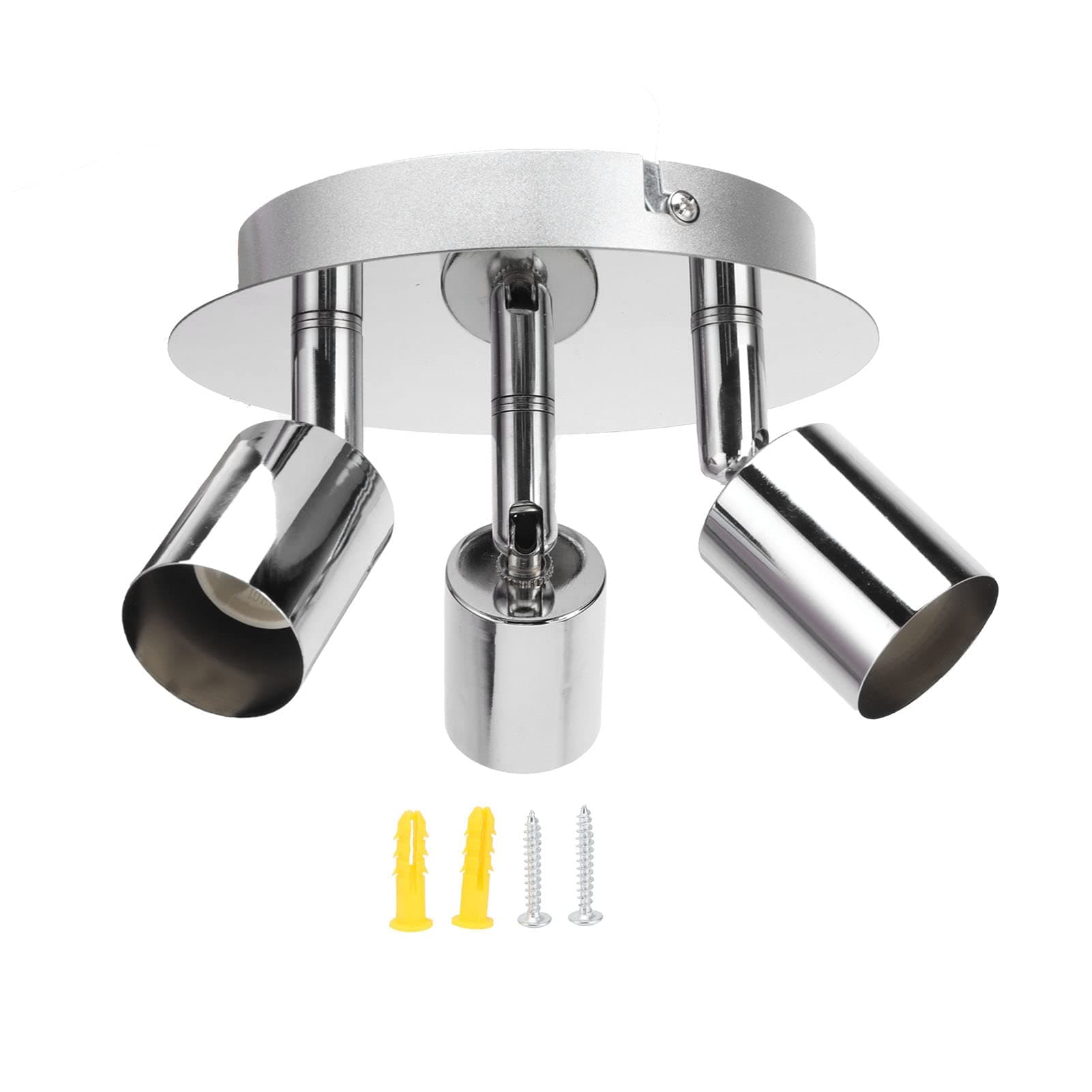 Spotlight Mount Base GU10 Ceiling Spotlight Holder 3 Head Rotating Lamp Base Fixture Base Light Holder for Bedroom 85‑265V