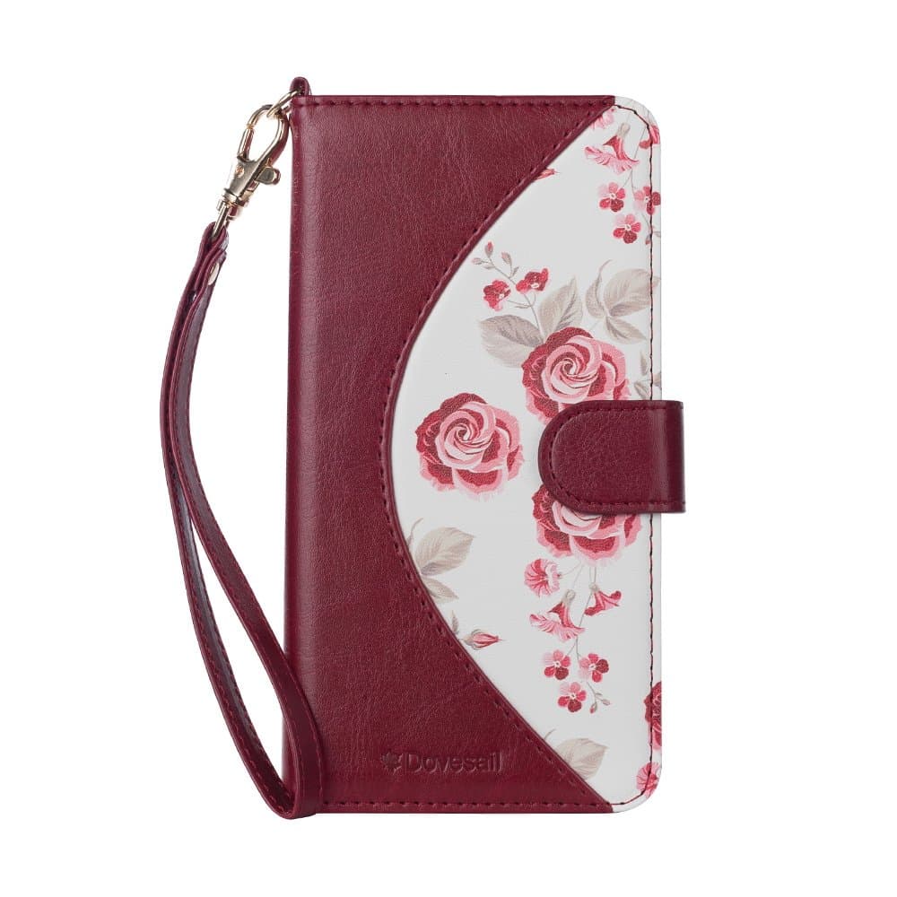 iPhone 7 case,iPhone 8 Wallet Case, Folio Folding Wallet Case Flip Cover Protective Case for 4.7-inch Apple iPhone 7/8, with Card Slots Kickstand PU Leather-Burgundy