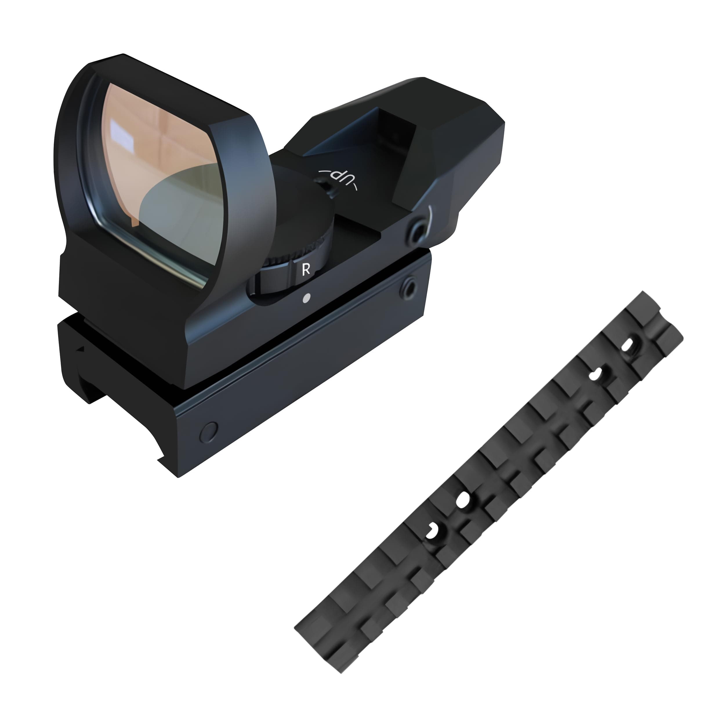 Tactical 4 Reticle Red Dot Open Reflex Sight with Weaver Pica Tinny Rail Mount with Mossberg 500/590 Tactical Rail
