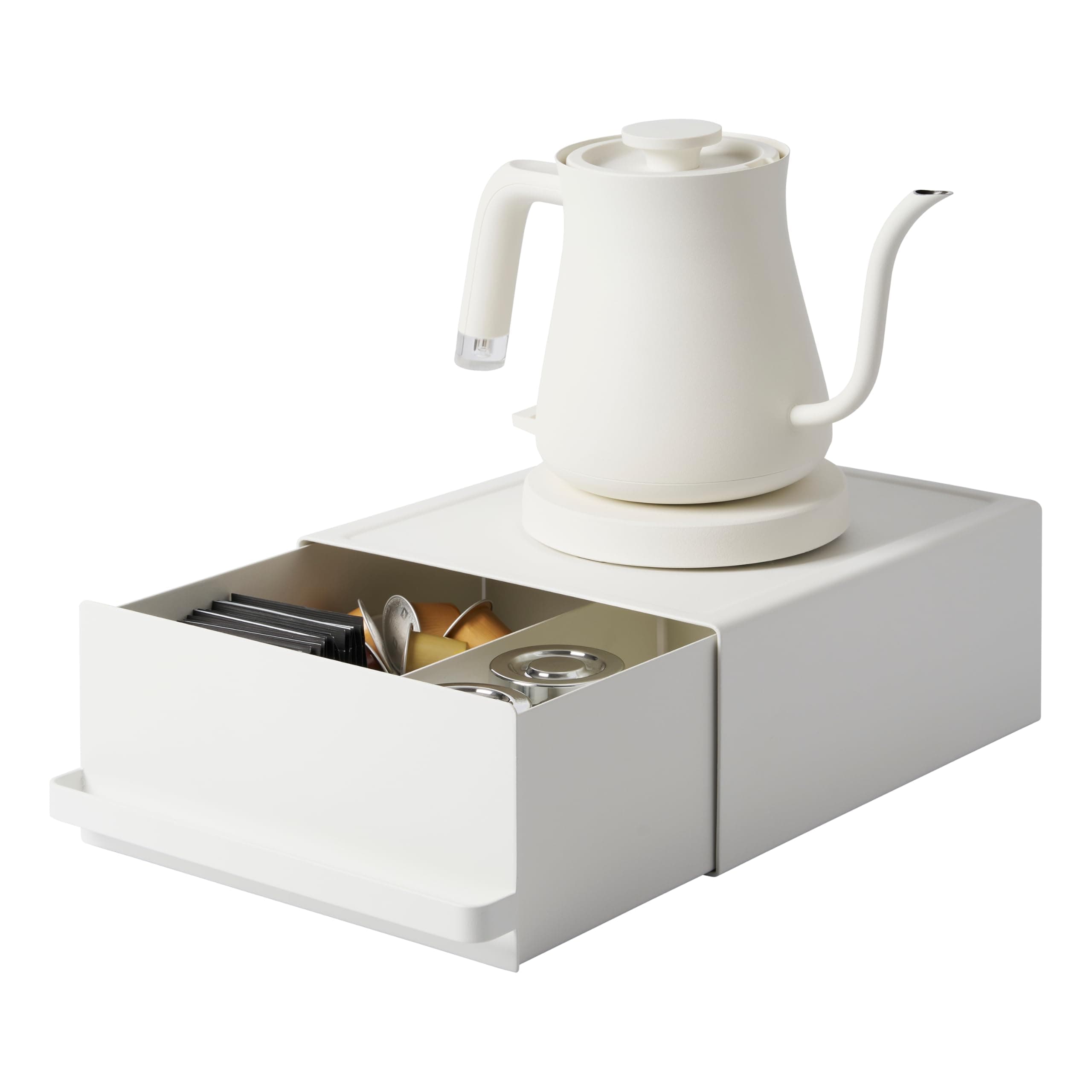 Home Tower Kitchen Appliance Rack with Drawers - Space-Saving Under-Appliance Storage Organizer for Sugar, Tea Packs, Mixers, Coffee Makers, Electric Pots - Steel