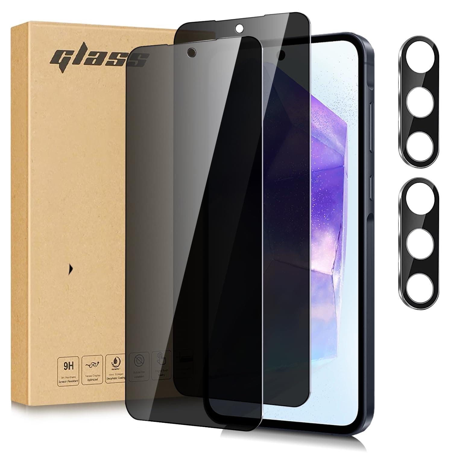 - [2+2 Pack for Samsung Galaxy A35 5G Privacy Screen Protector with Camera Lens Protector, Anti-Spy Tempered Glass Film,9H Hardness,Anti-Scratch, Easy Installation (Privacy, Galaxy A35)