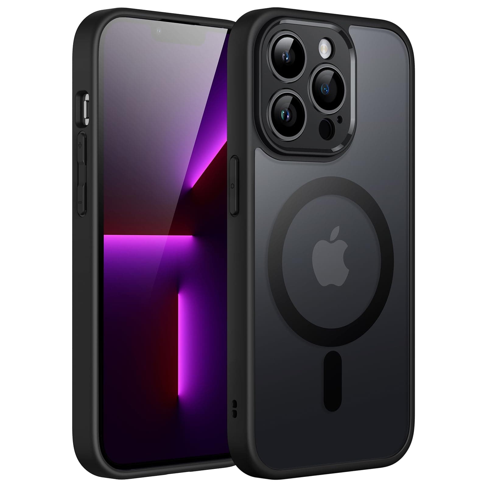 Magnetic Case for iPhone 13 Pro Max 6.7-Inch, Compatible with MagSafe, Translucent Matte Back Camera Lens Full Protection Slim Shockproof Phone Cover (Black)