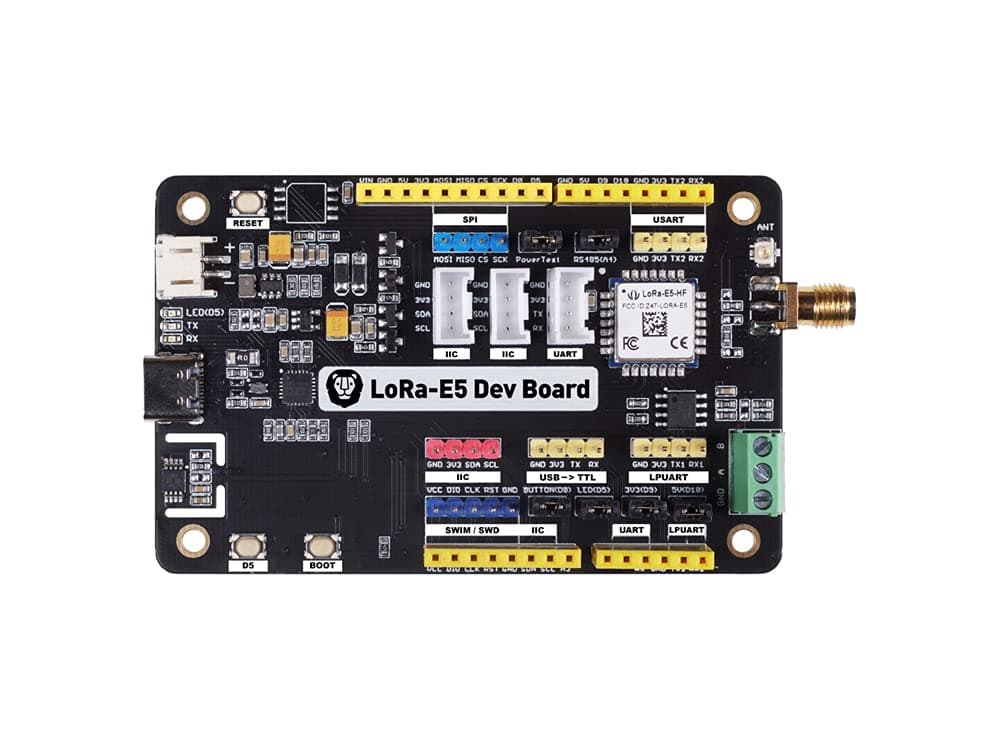 Seeed Studio LoRa-E5 Development Kit - LoRaWAN Protocol, Worldwide Frequency Supported, Includes LoRa-E5 Dev Board, Antenna (EU868/US915), USB Type C Cable, 2*AA 3V Battery Holder
