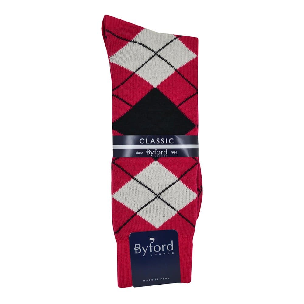 London Fall Argyle Socks in Magenta