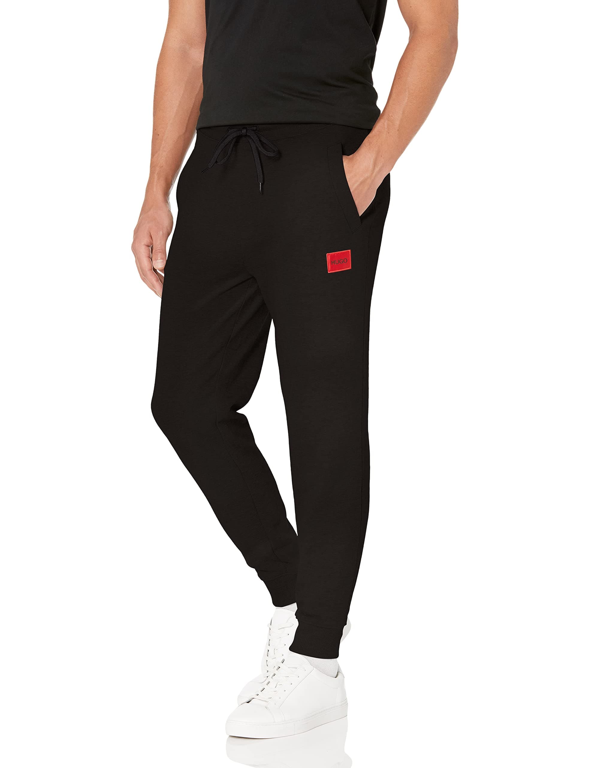 Men's Regular Fit Square Logo Jersey Drawstring Joggers
