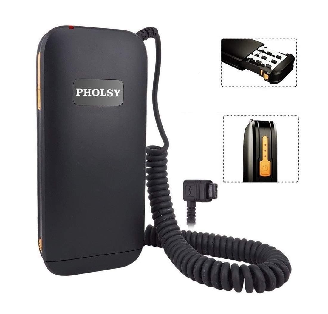 PHOLSY External Hot-Shoe Camera Flash Battery Pack Speedlite Battery Box Compatible with Canon 600EX II-RT, 600EX-RT, 600EX, 580EXII, 580EX, 550EX. Replaces Canon CP-E4N, CP-E4 (12 AA Batteries)