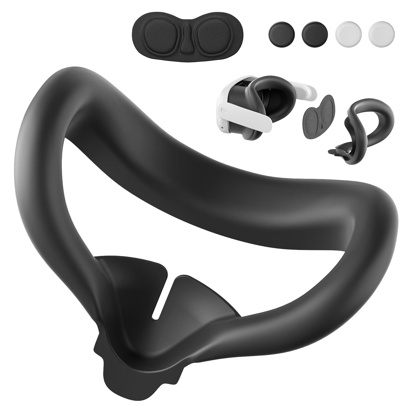 Silicone Face Pad kit for Meta Quest 3, Soft, Durable, Washable,Sweat-Proof,Lightproof Anti-Leakage Face Pad for Oculus/Meta Quest 3. Includes Meta Quest 3 Lens Cover and Controller Joystick Caps.