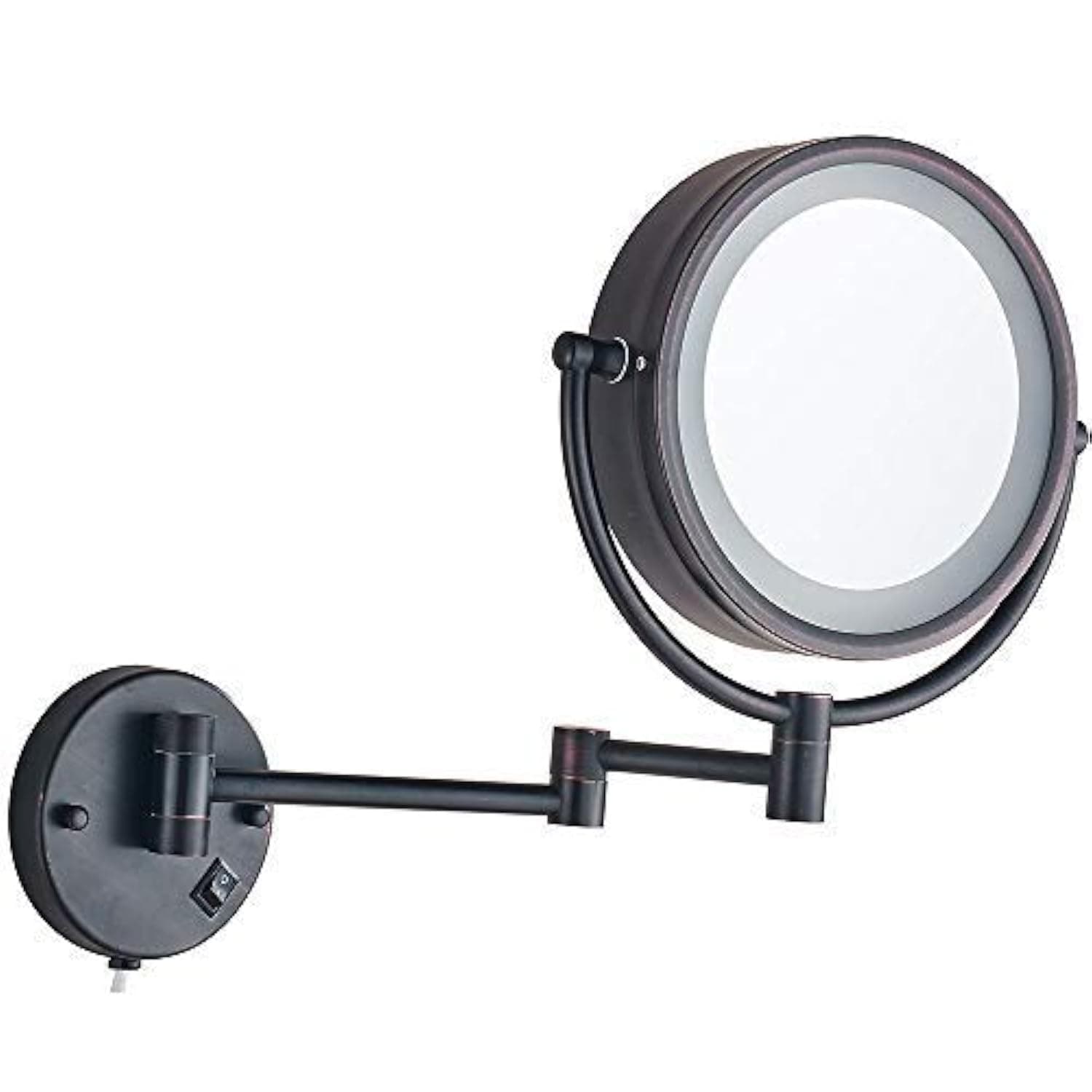 Wall Mounted Makeup Mirror with LED Lighted 7X Magnification, Wall Mounted Magnifying Mirror Oil Bronze Finish (8.5-inch,7X)