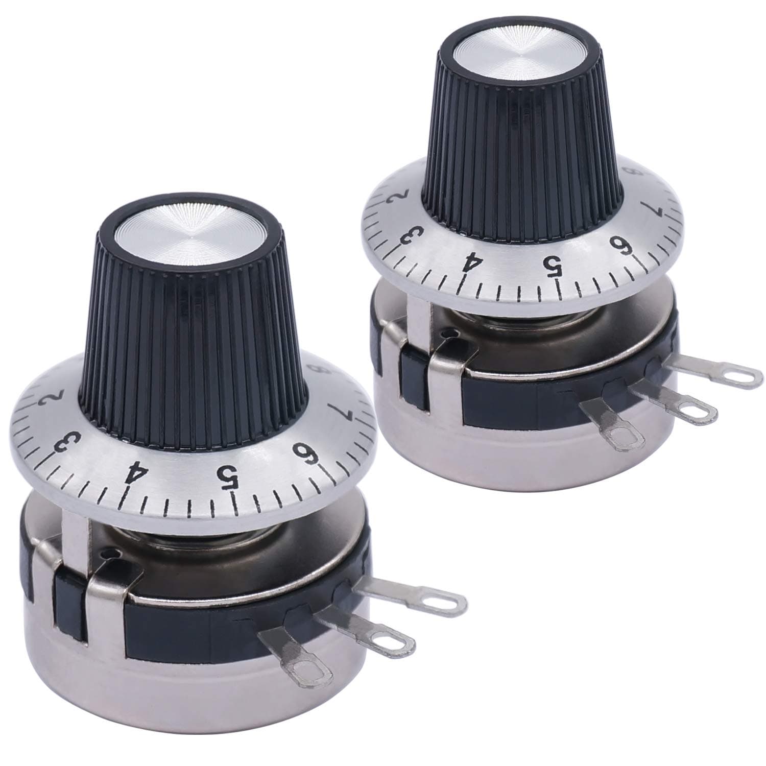 TWTADE / 2pcs Single Turn Rotary Carbon Linear Variable Potentiometer + 2pcs Knob WTH118-2W 1K Ohm