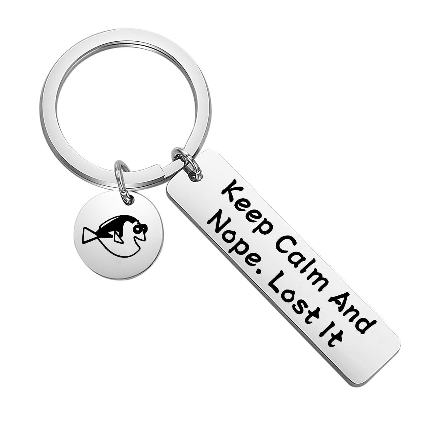 Finding Dory Keychain Pixar Lover Gift Keep Calm And Nope Lost It Silver Metallic Keychain