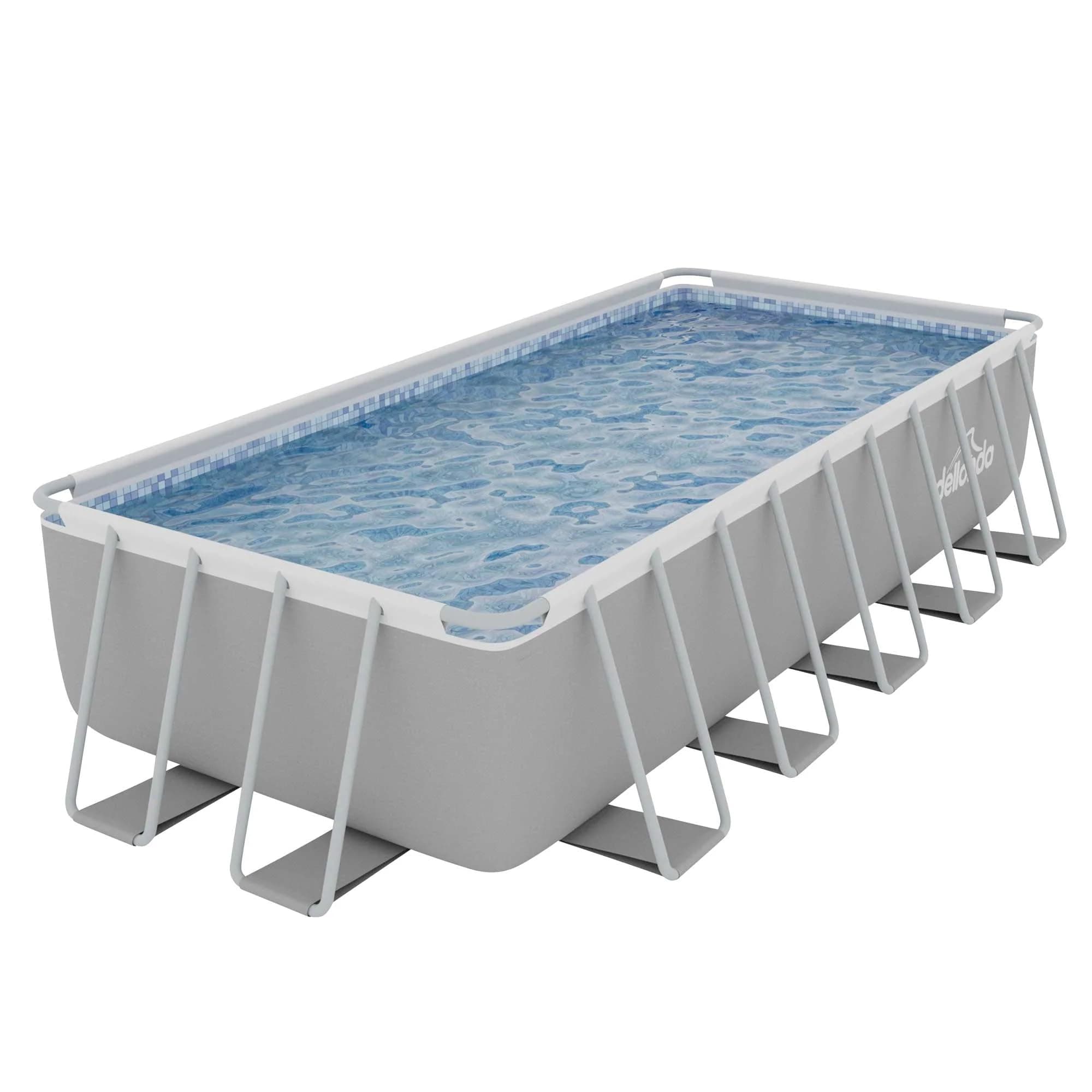 Dellonda 21ft Deluxe Rectangular Steel Frame Swimming Pool with Step Ladder & Filter Pump - DL150