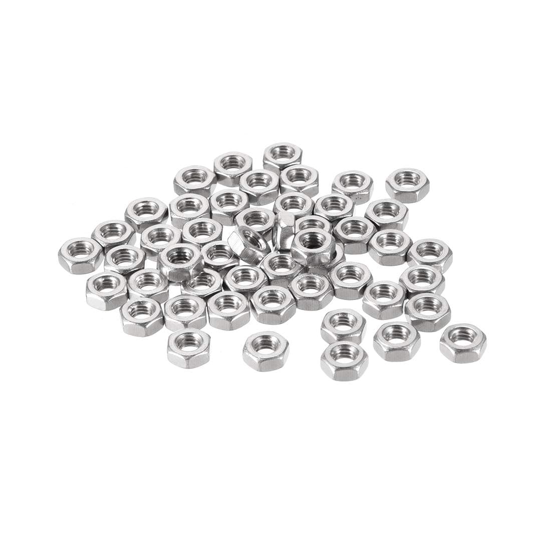 uxcell Hex Nuts, M4x0.7mm Metric Coarse Thread Hexagon Nut, Stainless Steel 304, Pack of 50