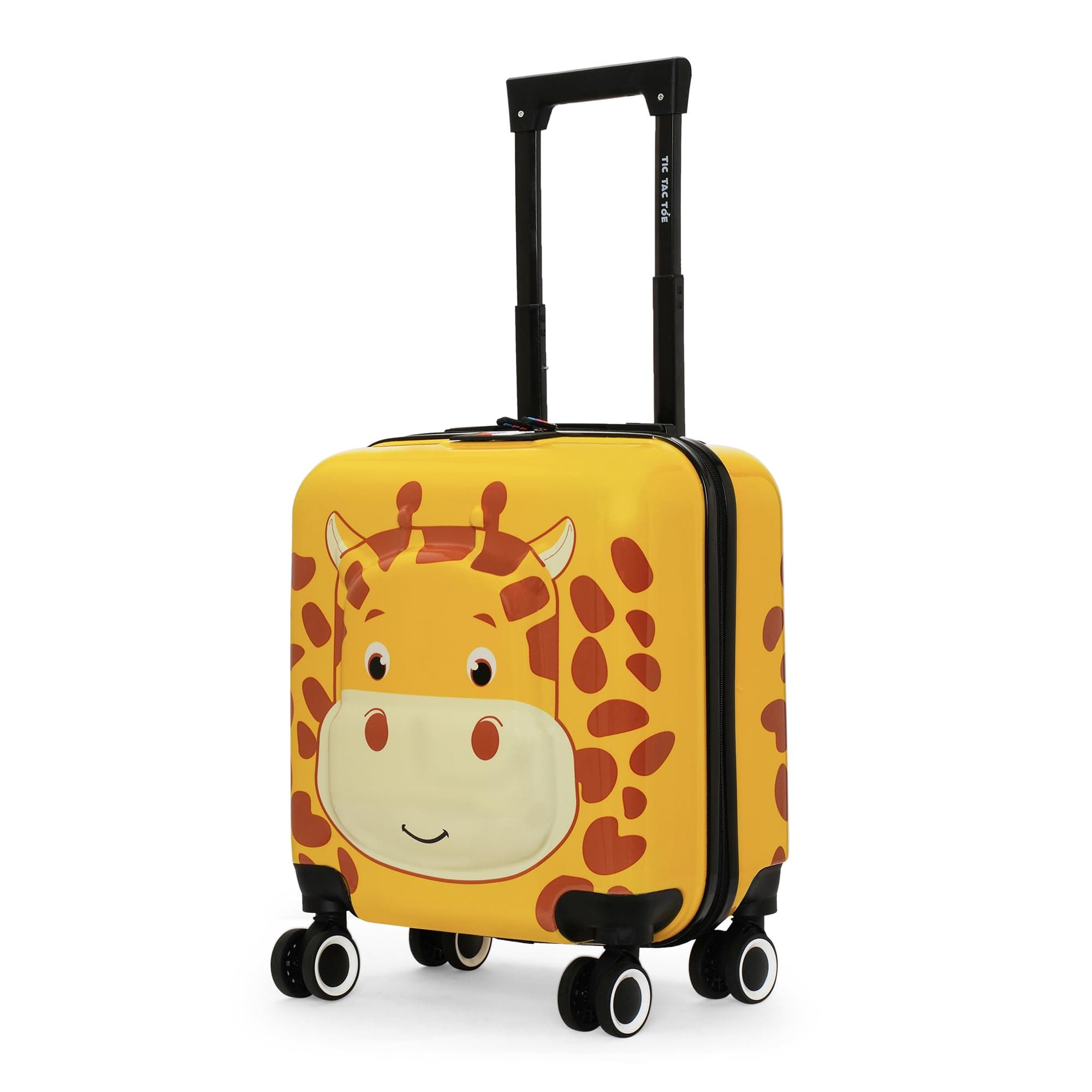 Cabin Tic Tac Toe Polycarbonate Hard-Sided 8 Wheels Double Spinner Luggage for Kids Light Yellow 44cm|17inch Kids Trolley Bag |Zoo Giraffe