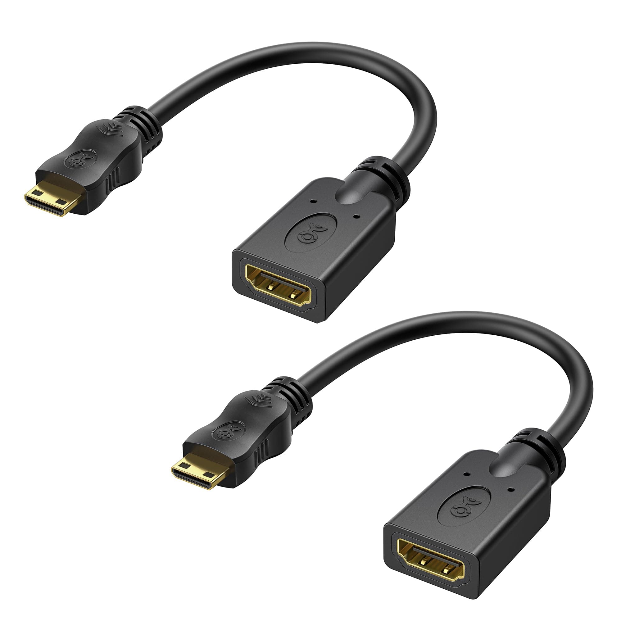 Cable Matters 2-Pack Mini HDMI to HDMI Adapter - 6 Inches, with 4K and HDR Support for Raspberry Pi Zero and More