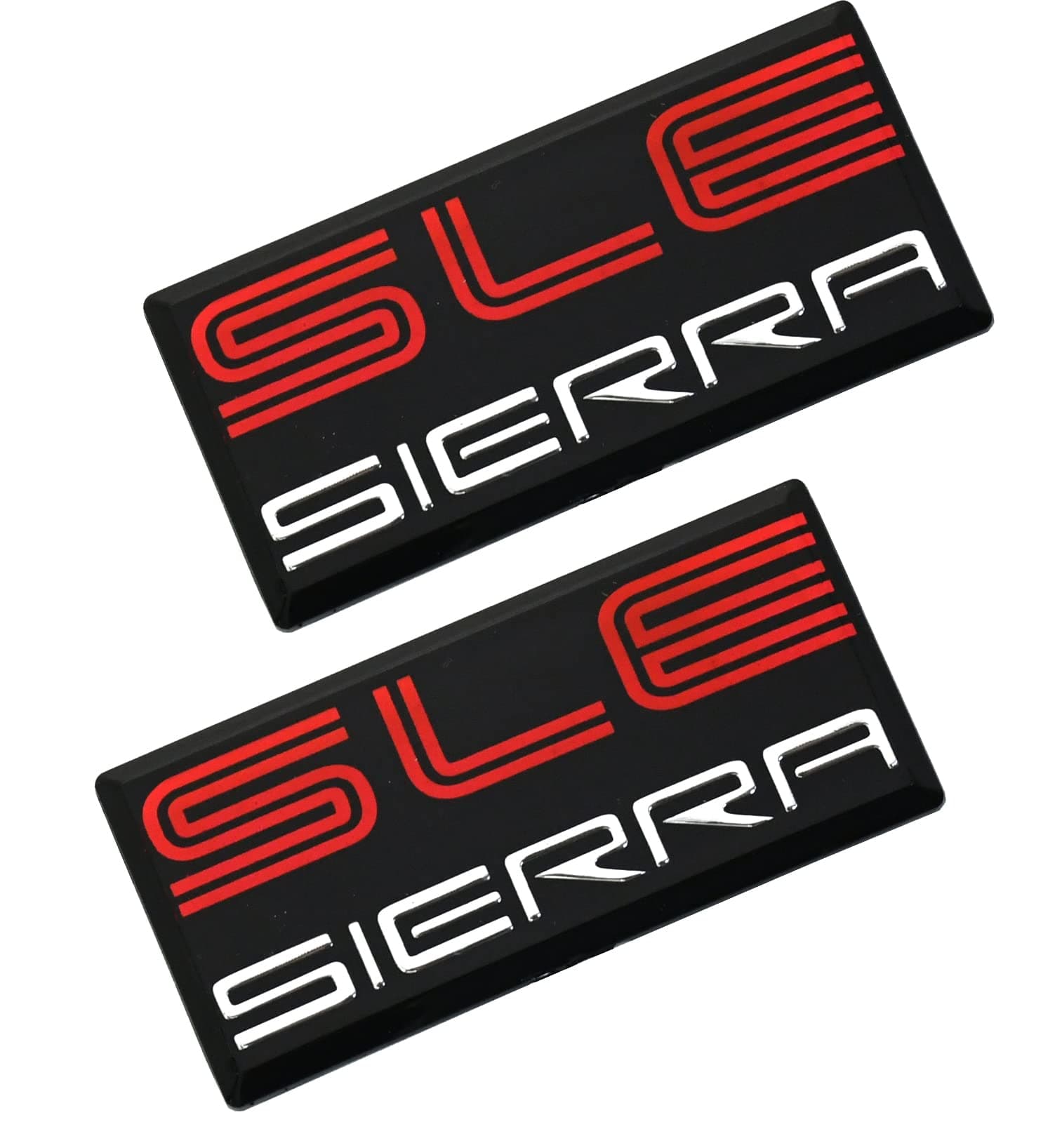 SSDD 2pcs New SLE Sierra Emblems Replacement for GMC 1500 2500 3500 Pillar Cab Roof Side Badge 88 89 90 91 (Red/Chrome) (CH-SLEsierra)