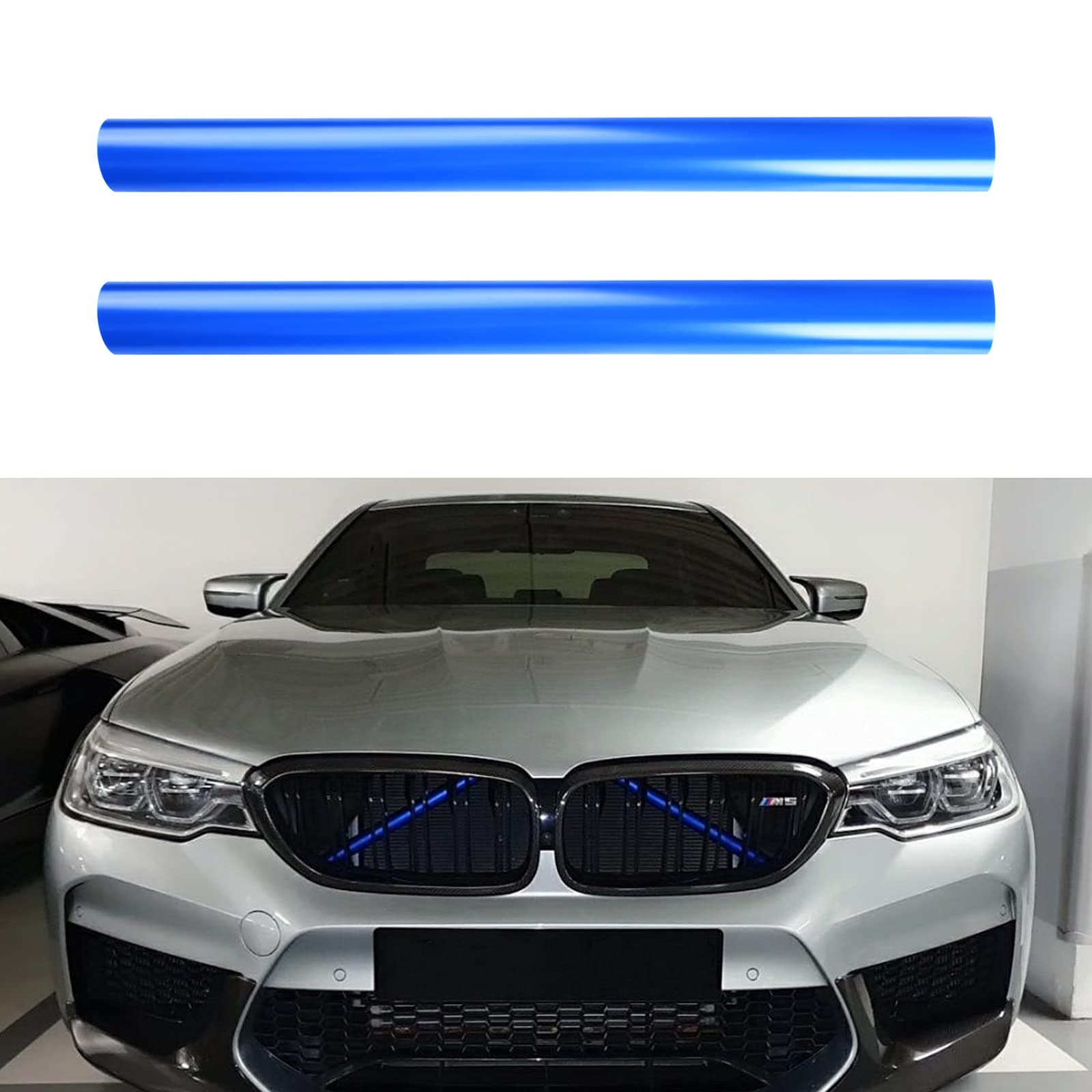 sportuli Grille Insert Stripes Replace for 2010-2016 BMW 5 Series F10 F18, 520i 523i 525i 528i 530i 535i 550i Accessories (Blue, 5 series)