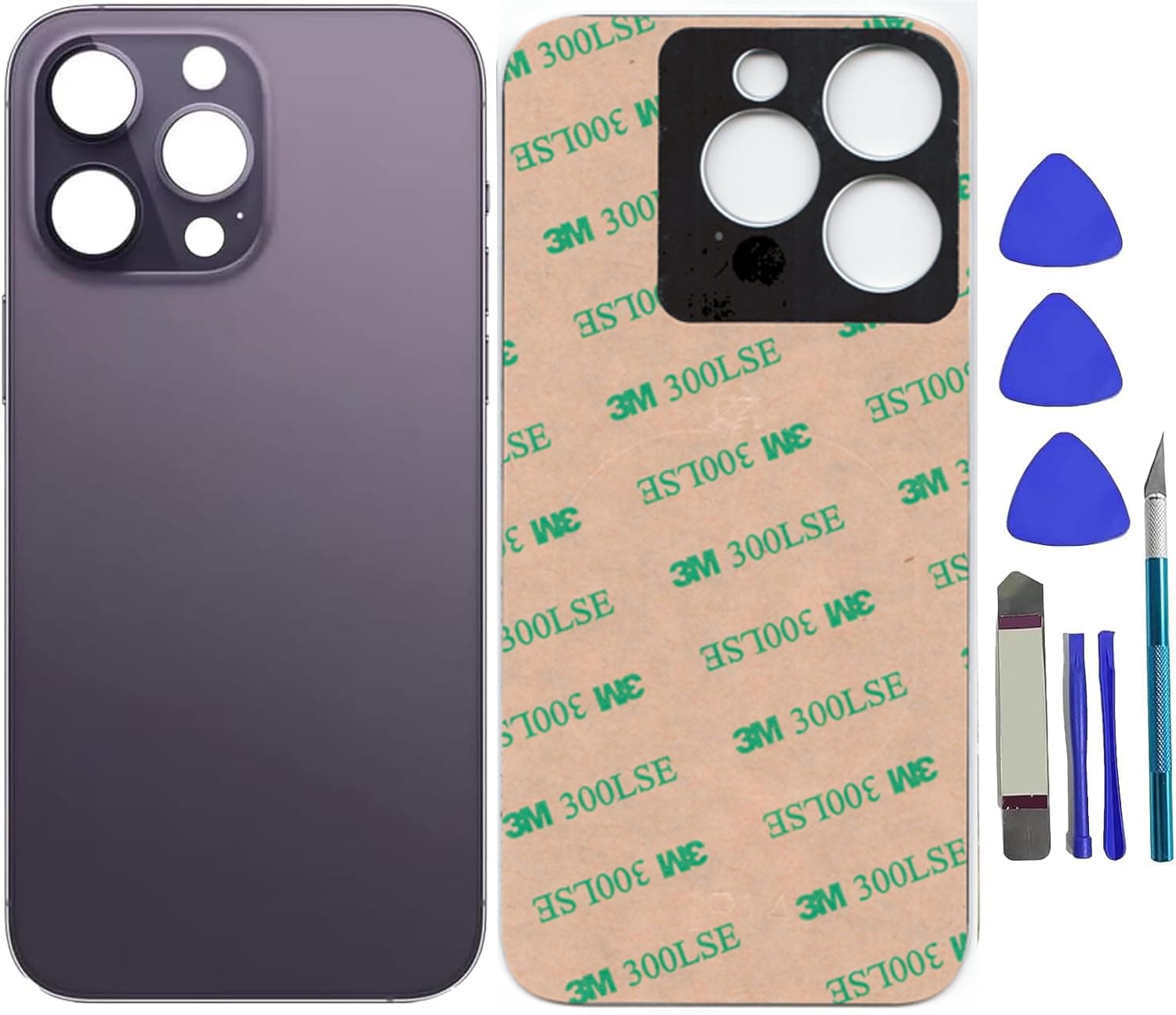 14 Pro Back Glass Replacement for iPhone 14 Pro,Rear Back Glass Replacement with Pre-Installed Adhesive + Repairing Toolkit(Deep Purple)