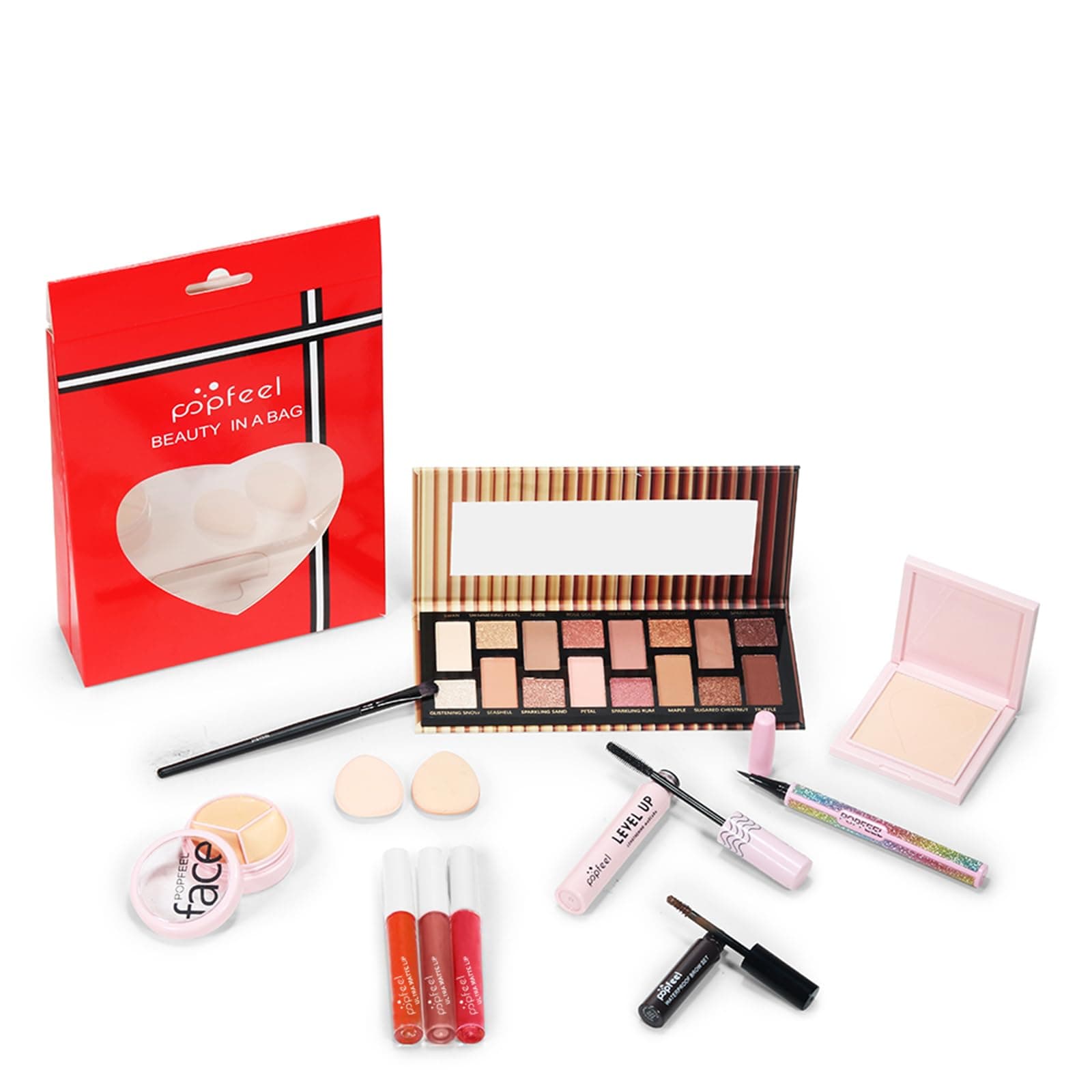 Joyeee Makeup Gift Set, 12 Pcs Full Kit Come with Eyeshadow Lipstick Lipgloss Concealer etc, for Face Eyes Lip, Complete Starter Bundle for Women and Girls, Portable Beauty Set with Storage Bag#3