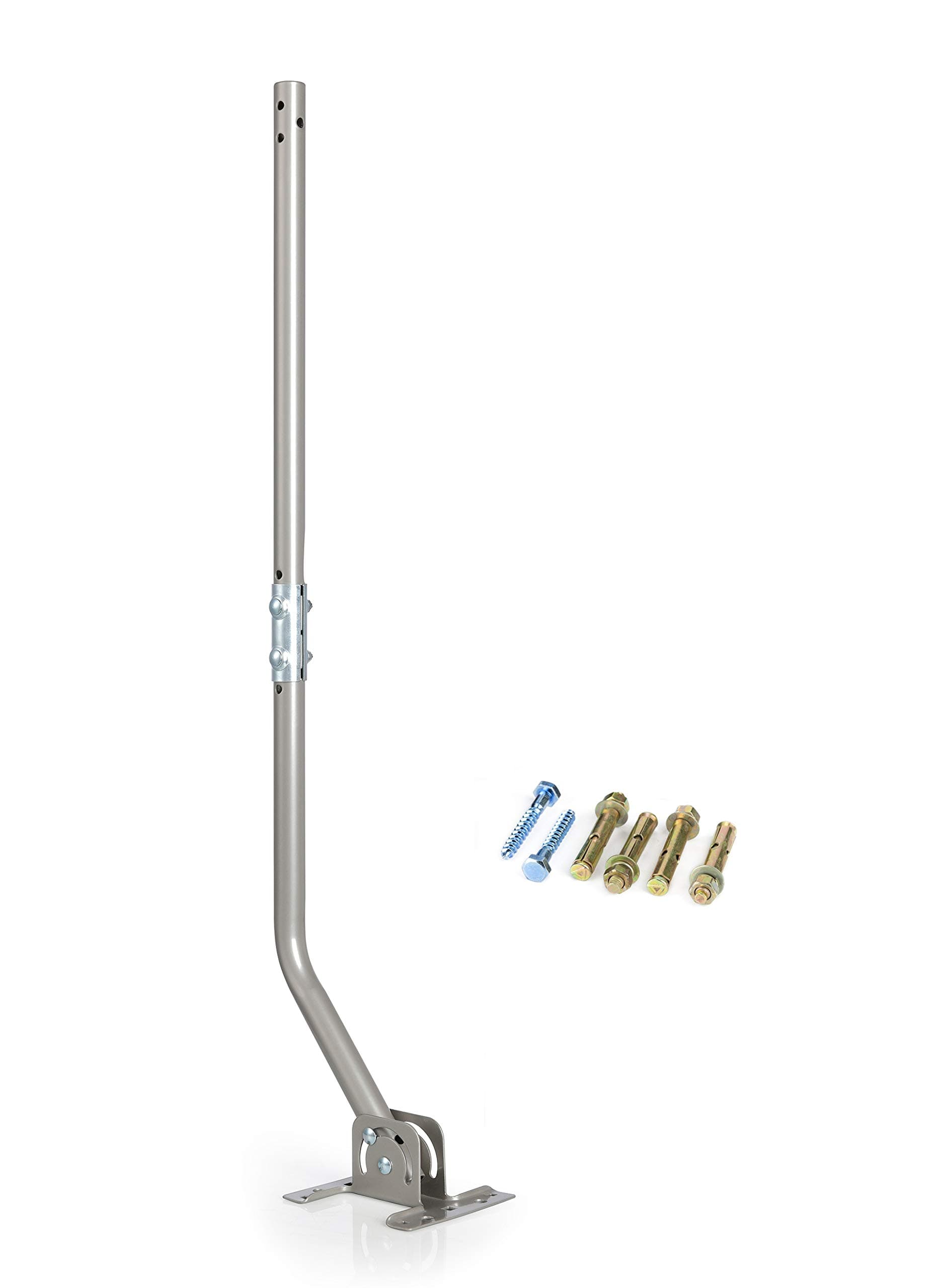 Adjustable Antenna Mounting Pole – Universal J-Pipe Mount for Antennas & Weather Stations with Mounting Bracket – Solid Structure, Weatherproof, Easy Installation (1" Diameter, 32 3/4" Arm Length)