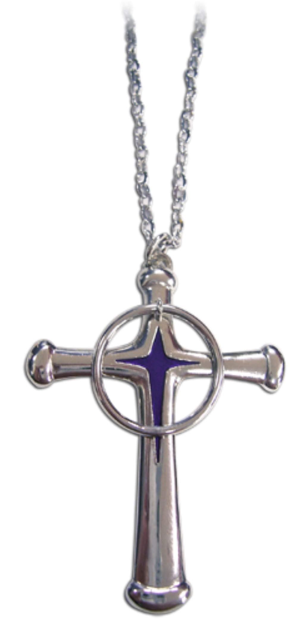 Bleach Uryu Cross Necklace, Silver, one size fits most