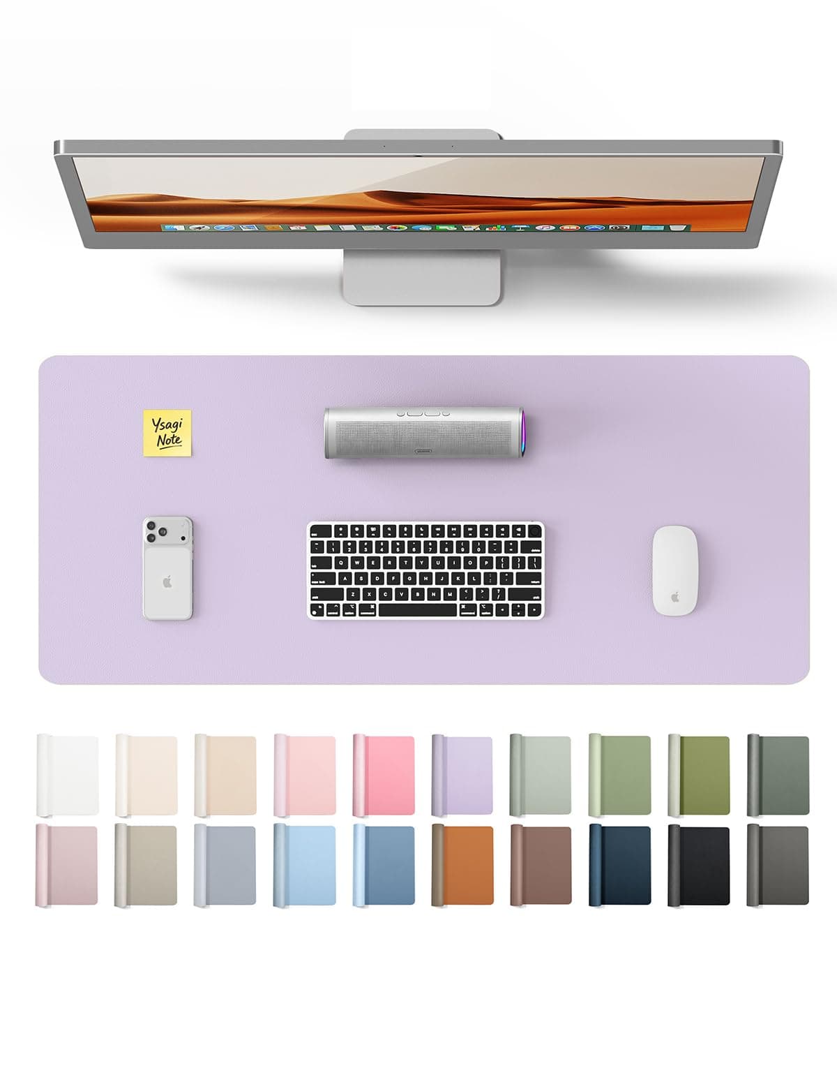 Leather Desk Protector, Office Mat, Large Mouse Mat, Non-Slip PU Leather Blotter, Laptop Pad, Waterproof Writing Pad for Office and Home (Light Purple, 23.6" x 13.8")