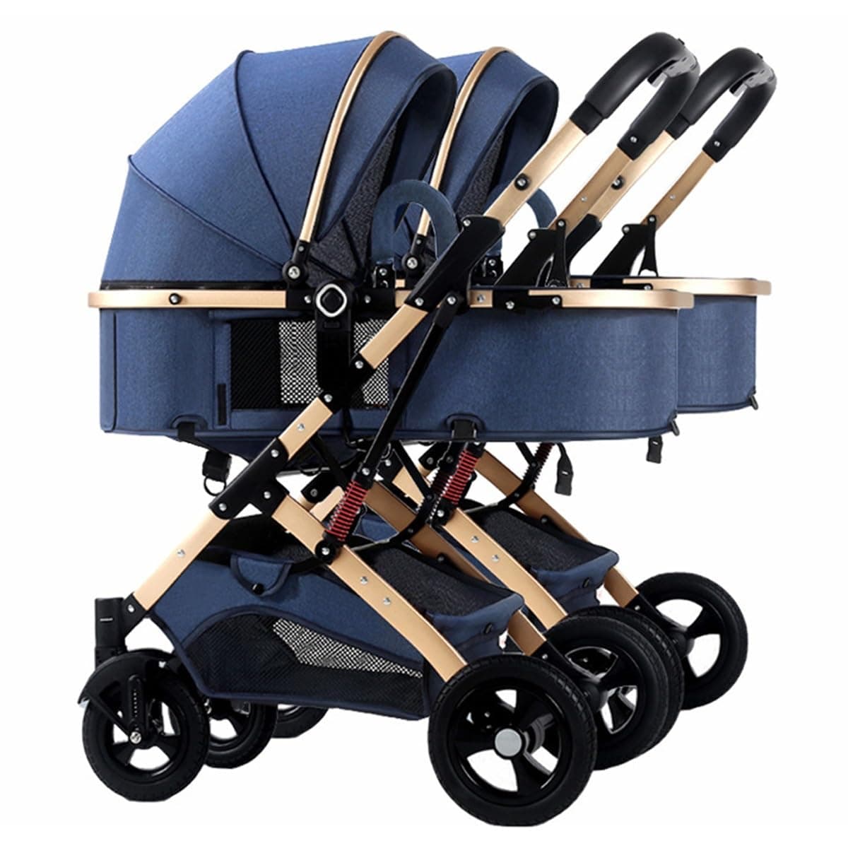 YCKEGEW Double Stroller for Toddlers Side by Side,Two-Way Baby Stroller Twins Pushchair-Detachable,High Landscape Seat and Adjustable Canopy (Color : Blue)