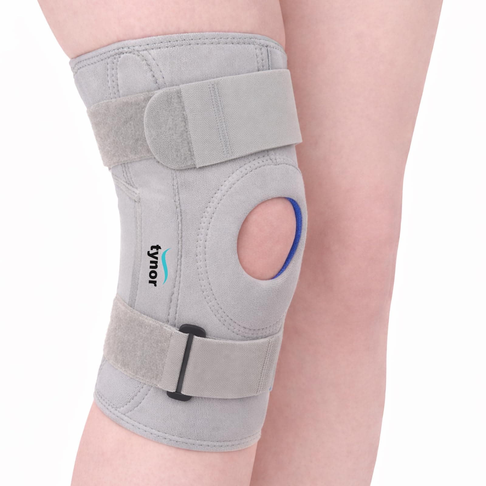 Hinged Knee Brace with Double Strap Adjustable Neoprene Knee Support For Men & Women, Arthritis, Meniscus Tear, ACL with Open Patella with Removable Metal Hinges & Side Stabilizers (Small)