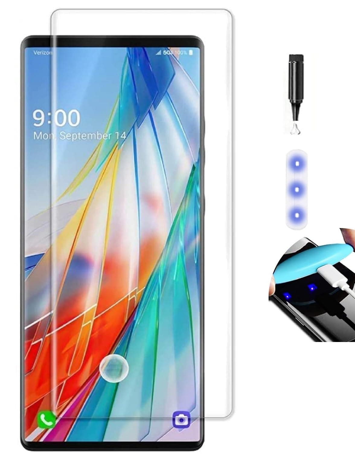 NISHTECH Advanced HD+ Curved UV Tempered Glass Full Screen Protector Designed for LG Wing 5G || Full Screen Coverage with Easy Installation Kit (Anti-Scratch)