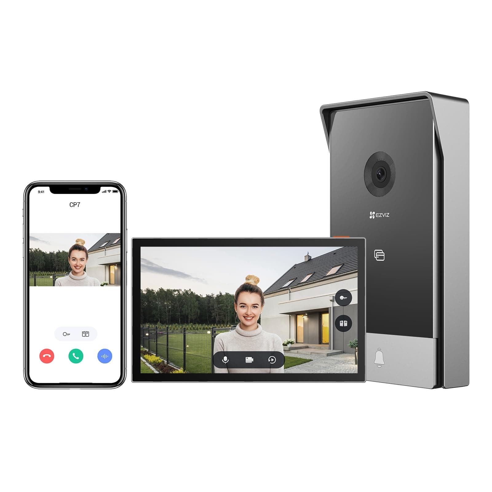 CP7 Intercom for Home with Color Touch Screen, 2K Video Doorbell, Remote Door Unlock, Built-In Doorbell, Two Way Talk, Human Motion Detection, Metal Housing, Weatherproof, 2.4G/5G Wi-Fi