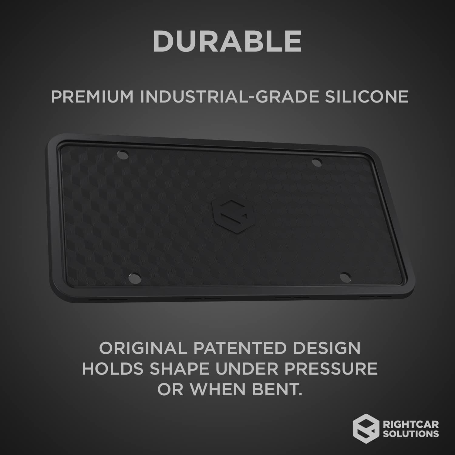 Rightcar Solutions Flawless Silicone License Plate Frame - Rust-Proof. Rattle-Proof. Weather-Proof. - Black