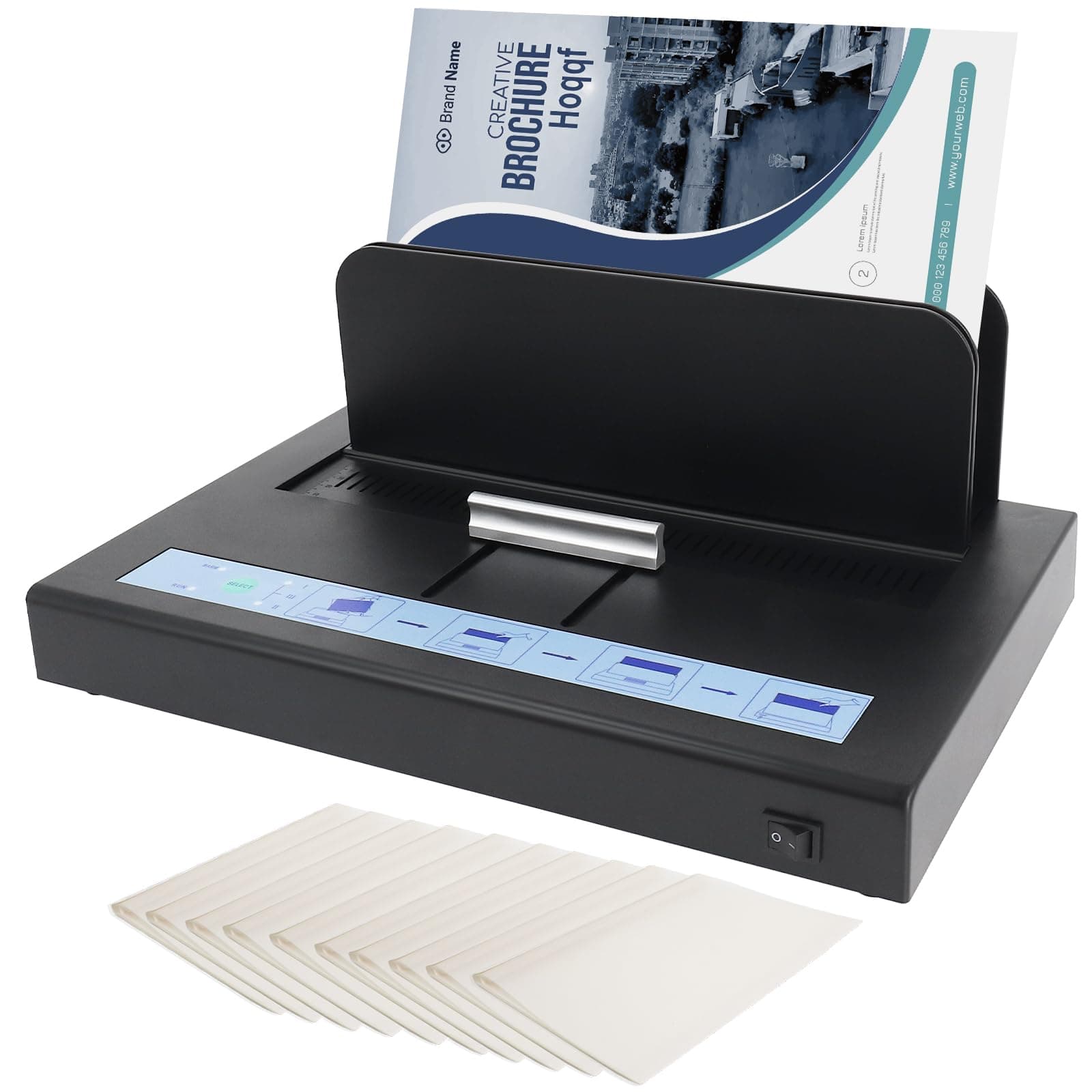 Thermal Binding Machine 500 Sheets Capacity Book Binding Material 110V Binding Machine A3(Short Edge)/A4/A5 Document Heat Binder with 10Pcs Covers (Black)