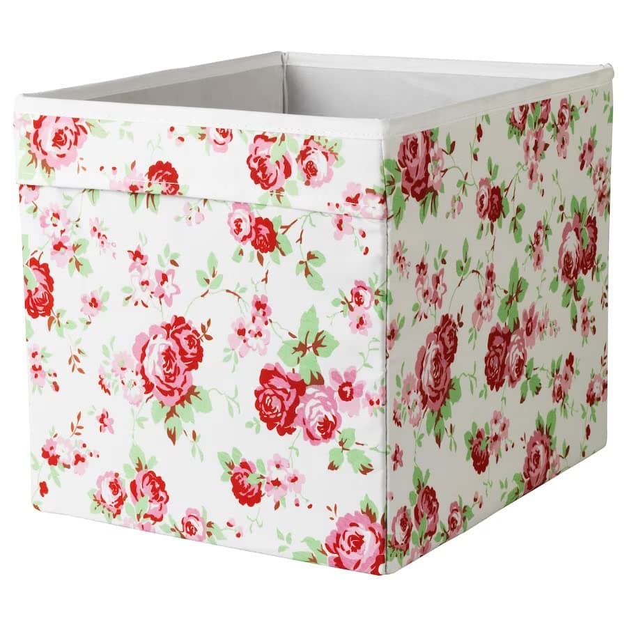 IKEA DRONA Box, floral patterned, 33x38x33 cm