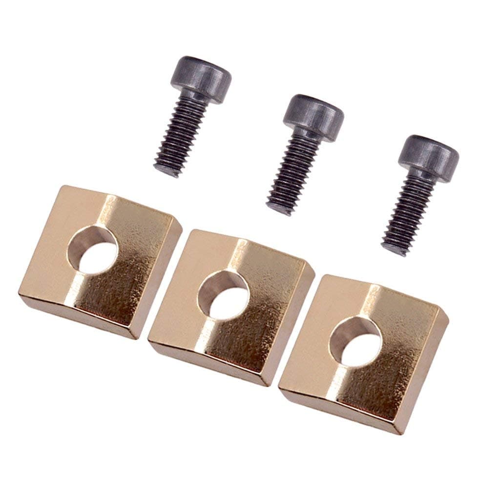 3 Pieces Locking Nut Block and Screws Guitar Cap Suitable for Tremolo Bridge Replacement Part (Golden+Black)