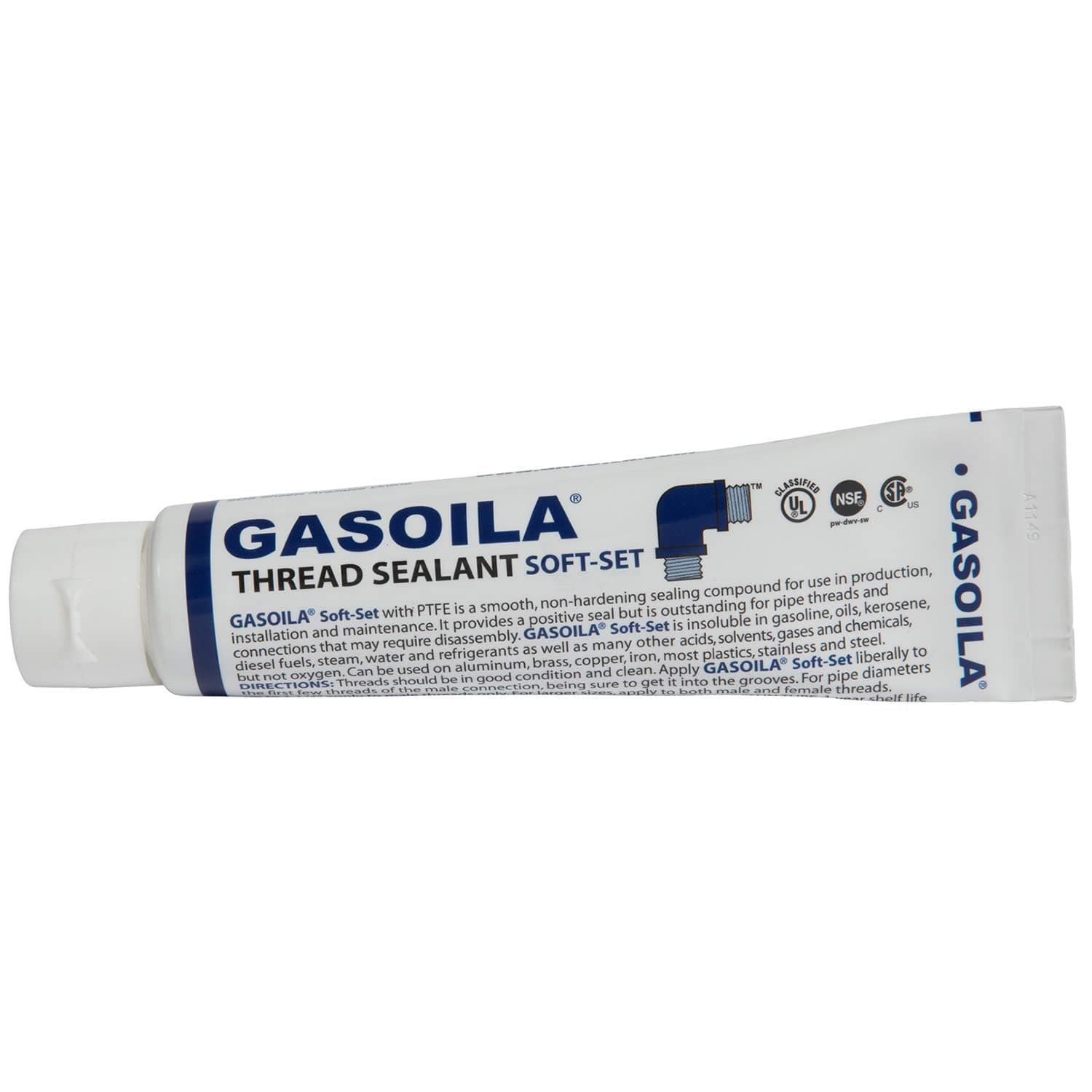 Gasoila - SS02 Soft-Set Pipe Thread Sealant with PTFE Paste, Non Hardening, -100 to 600 Degree F, 2oz Tube