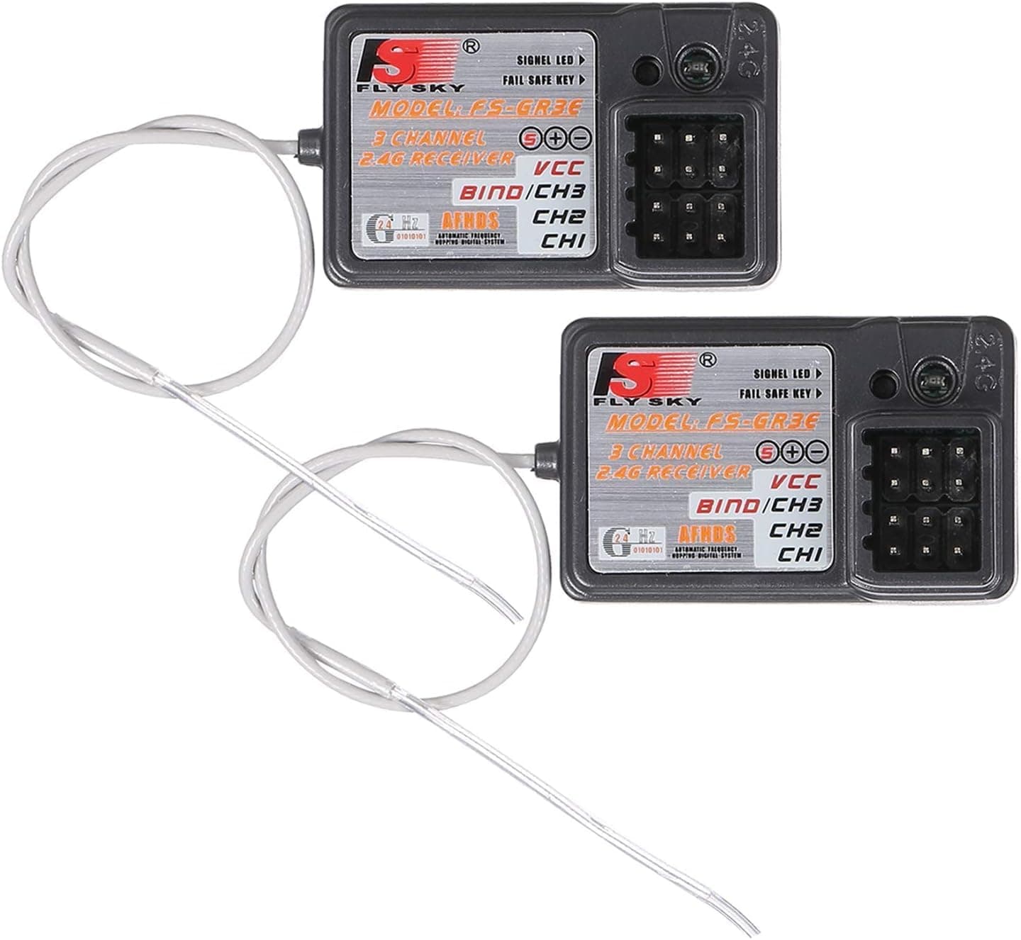 Flysky FS-GR3E AFHDS Long Range 2.4G 3CH Receiver for FS-GT2 FS-GT2B FS-GT3B FS-GT3C FZ-IT4S RC Car Boat (2 Pcs)