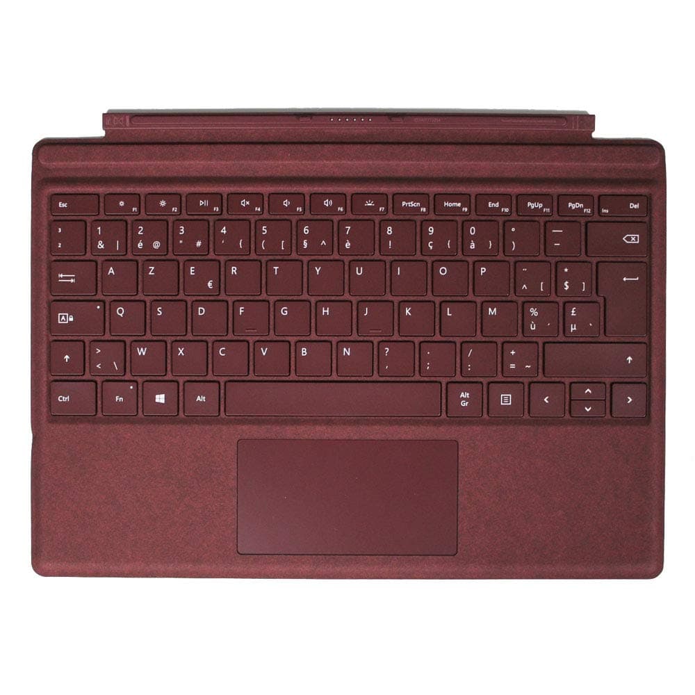 Microsoft Surface Pro Type Cover Belgian AZERTY Backlit Alacantara Keyboard - Burgundy Red, Compatible with Surface Pro 3, 4, 5, 6, 7 and 7+