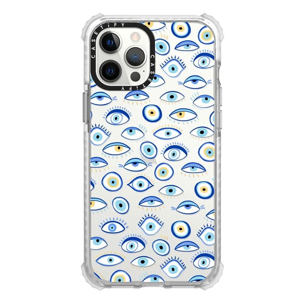 CASETiFYUltra Impact iPhone 12 Pro Max Case [9.8ft Drop Protection] - Blue All Seeing Eye Summer Holiday Pattern - Clear