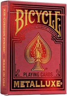 Bicycle Metalluxe Red Playing Card Game - Premium Metal Foil Finish - Poker Size