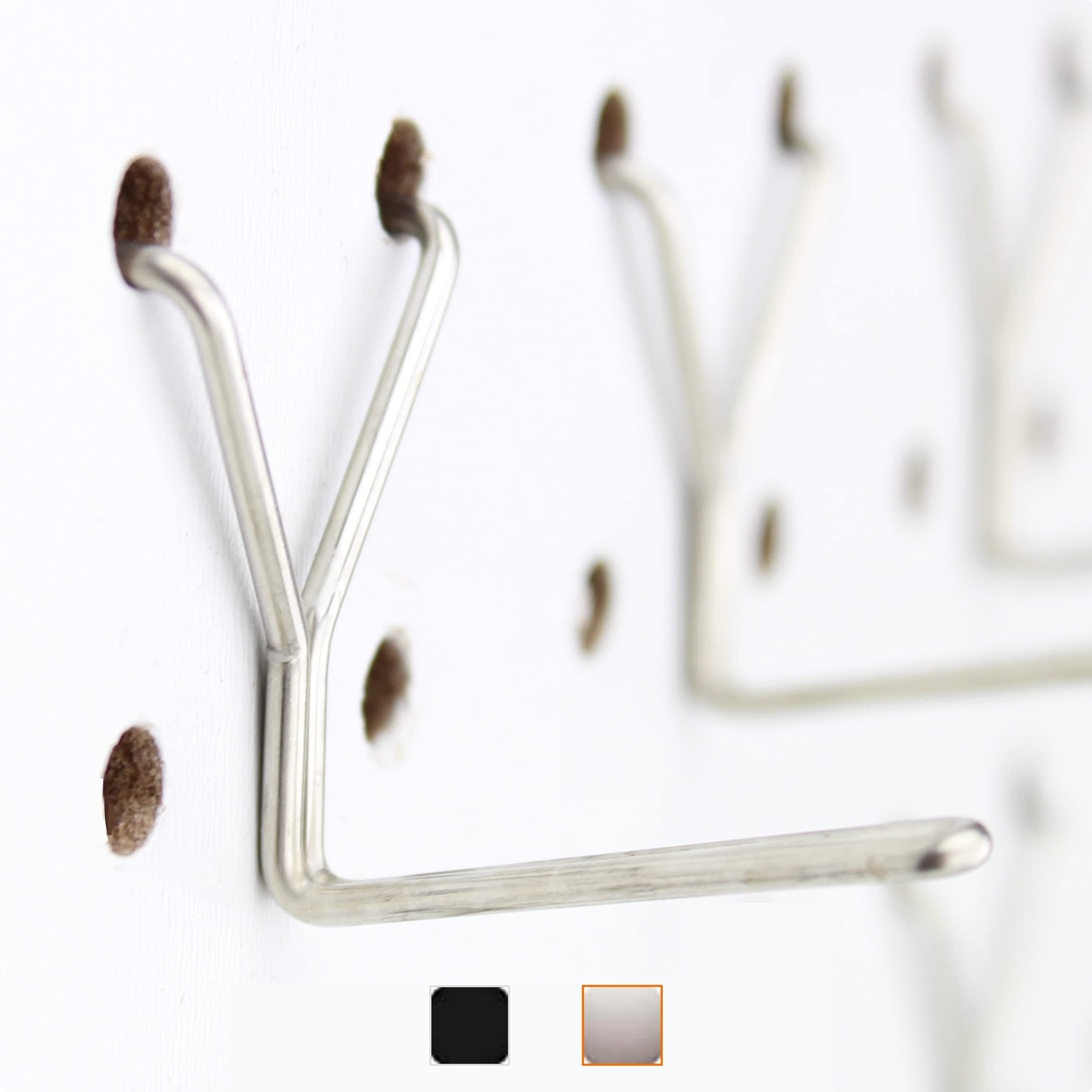 Stainless Steel Pegboard Hooks 100-Pack 1" L Hook - Will Not Fall Out, Fits Any Peg Board - Organize Tools, Accessories, Workbench, Garage Storage, Kitchen, Crafts, Jewelry, Retail