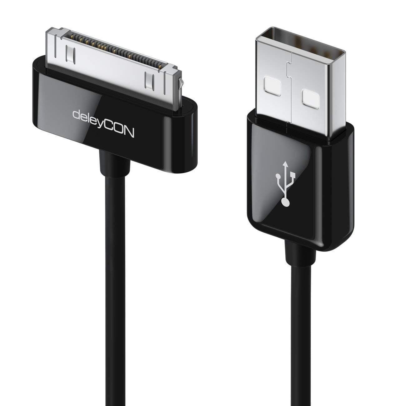 deleyCON 1 m 30-Pin USB Cable Dock Connector Sync Cable Charging Data Cable Compatible with iPhone 4s 4 3GS 3G iPad iPod - Black