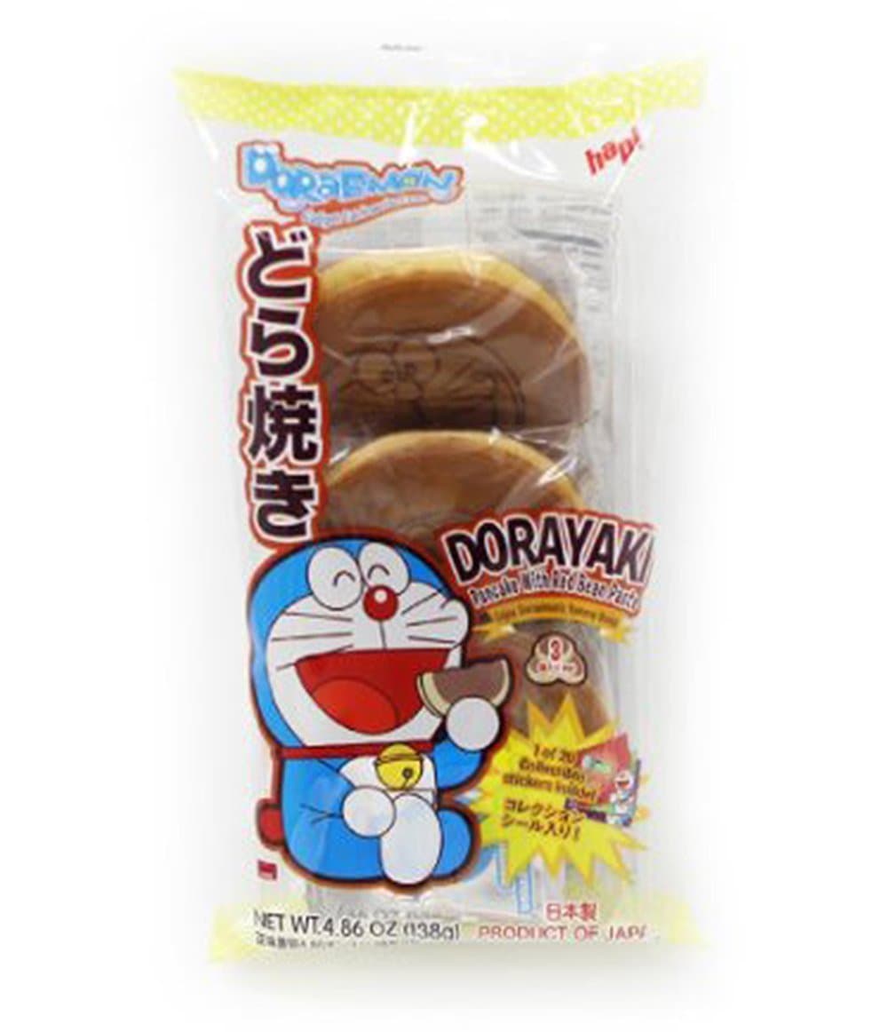 Japanese Hapi Doraemon Dorayaki Pancake with Red Bean Paste 4.86oz (1 Pack)