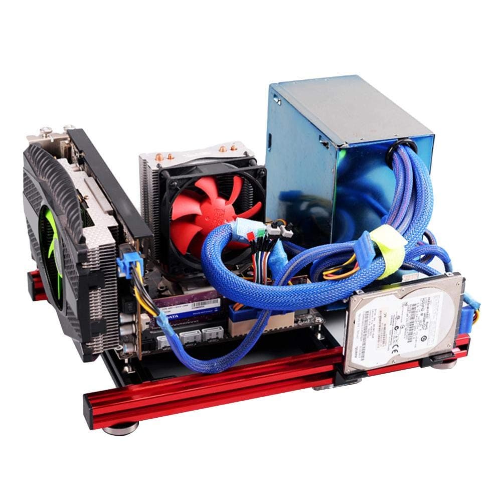 ITX Case ATX Test Bench PC Case, Acrylic Accessories DIY Open Aluminum Alloy Frame, Open Chassis Mining Rig Frame, for ITX Motherboard PC Computer ATX Power Supply