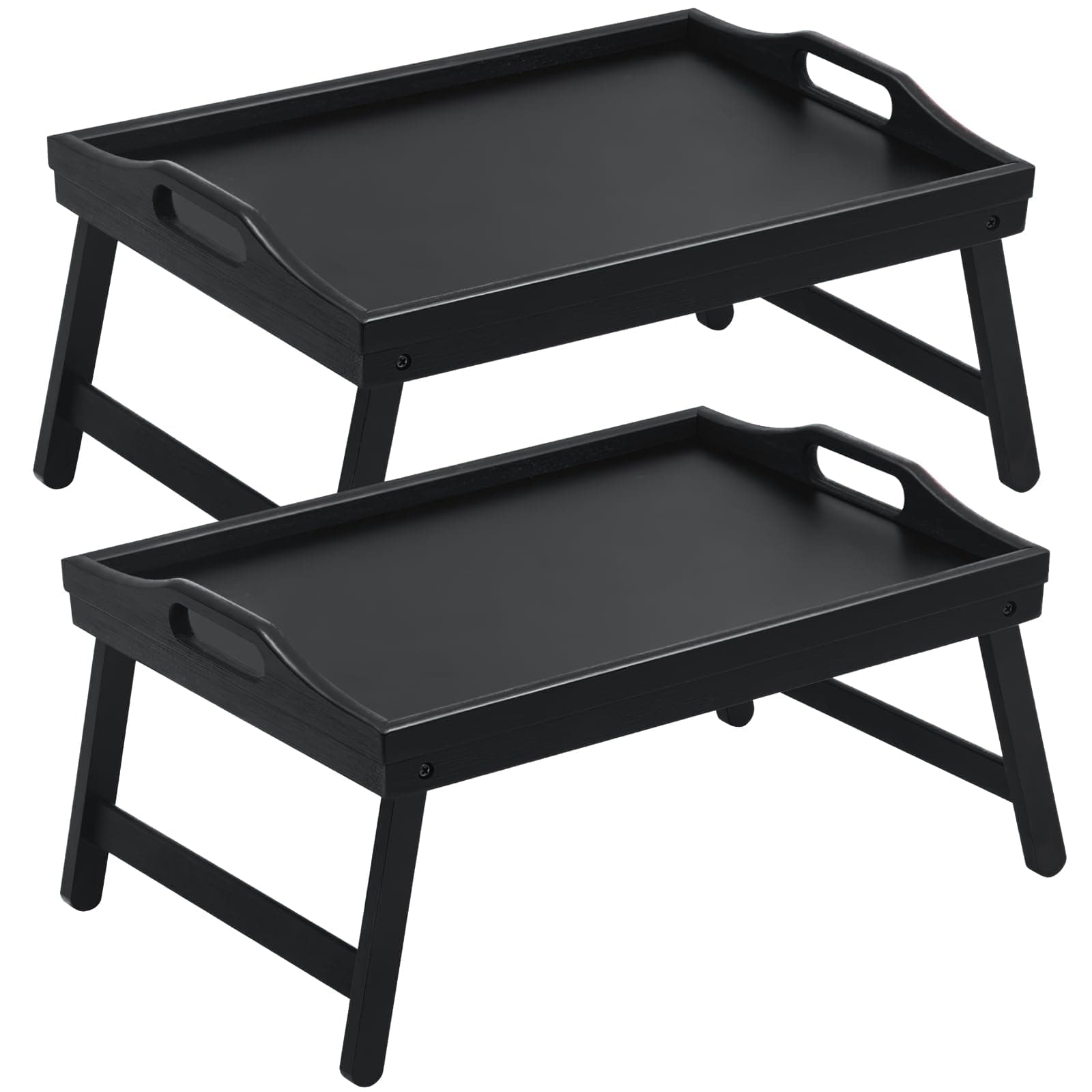 2 Pack Bed Tray Table Breakfast Trays Serving Tray Bamboo Bed Laptap with Floding Legs Handles and Phone Holders