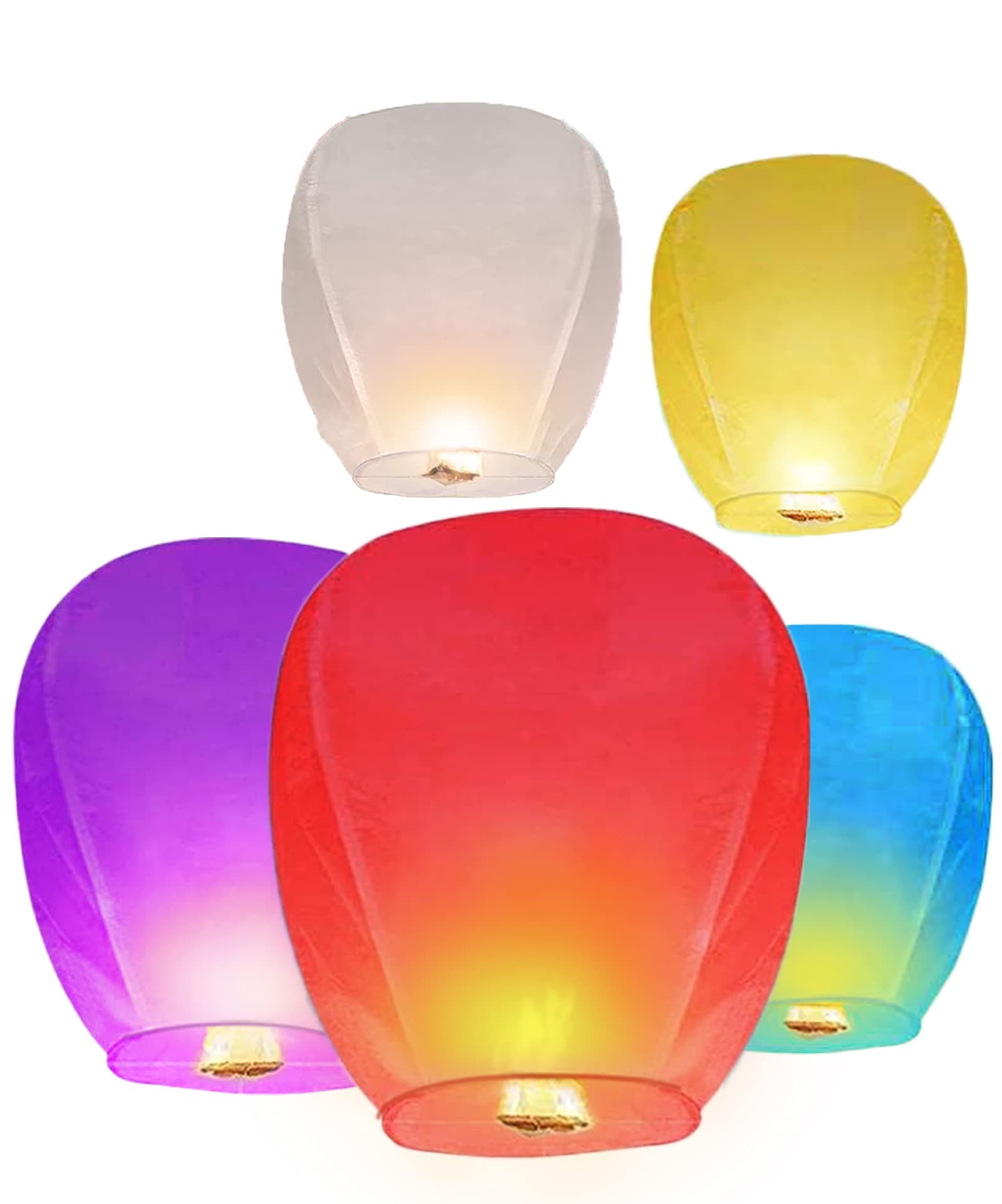 5 Pack Chinese Lanterns Paper Lanterns Biodegradable Environmentally Friendly Sky Lanterns for Wedding, Birthday Party, New Year Celebration and More (Multicolor)