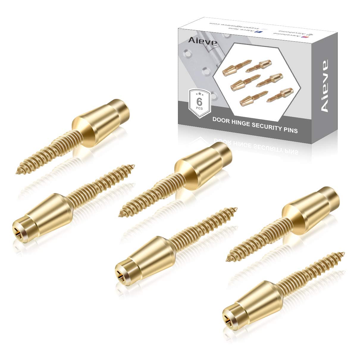 Aieve Door Hinges Security Screws, 6 Pack Tamper Proof Screws Security Door Hinge Screws Door Hinge Security Pins Security Hinge Screws Anti-Theft Screws Accessories for Door Security