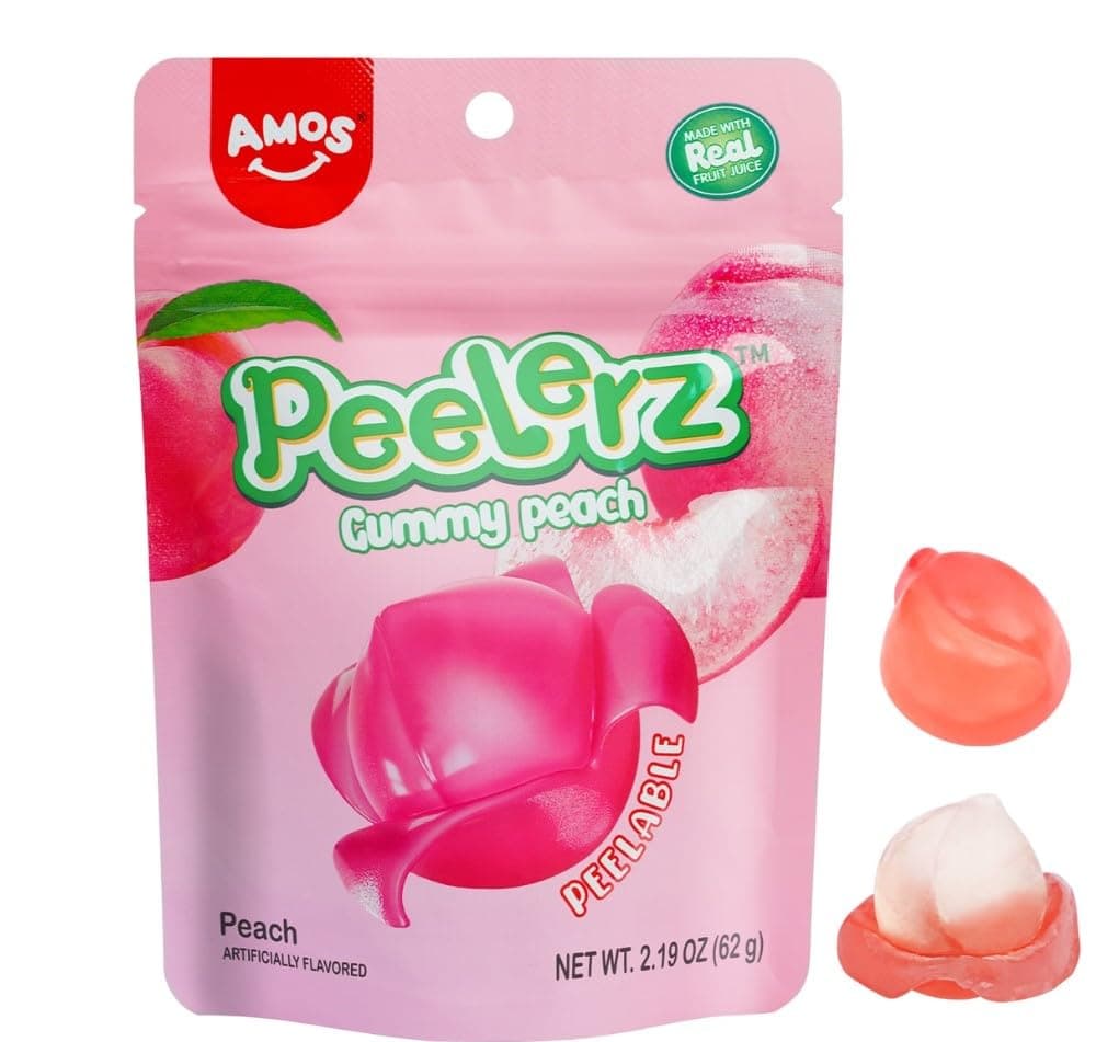 Gummy 4D Fruit Filled Candy Fruit Snacks Pineapple Flavor Soft and Chewy Gluten Free (Peach)