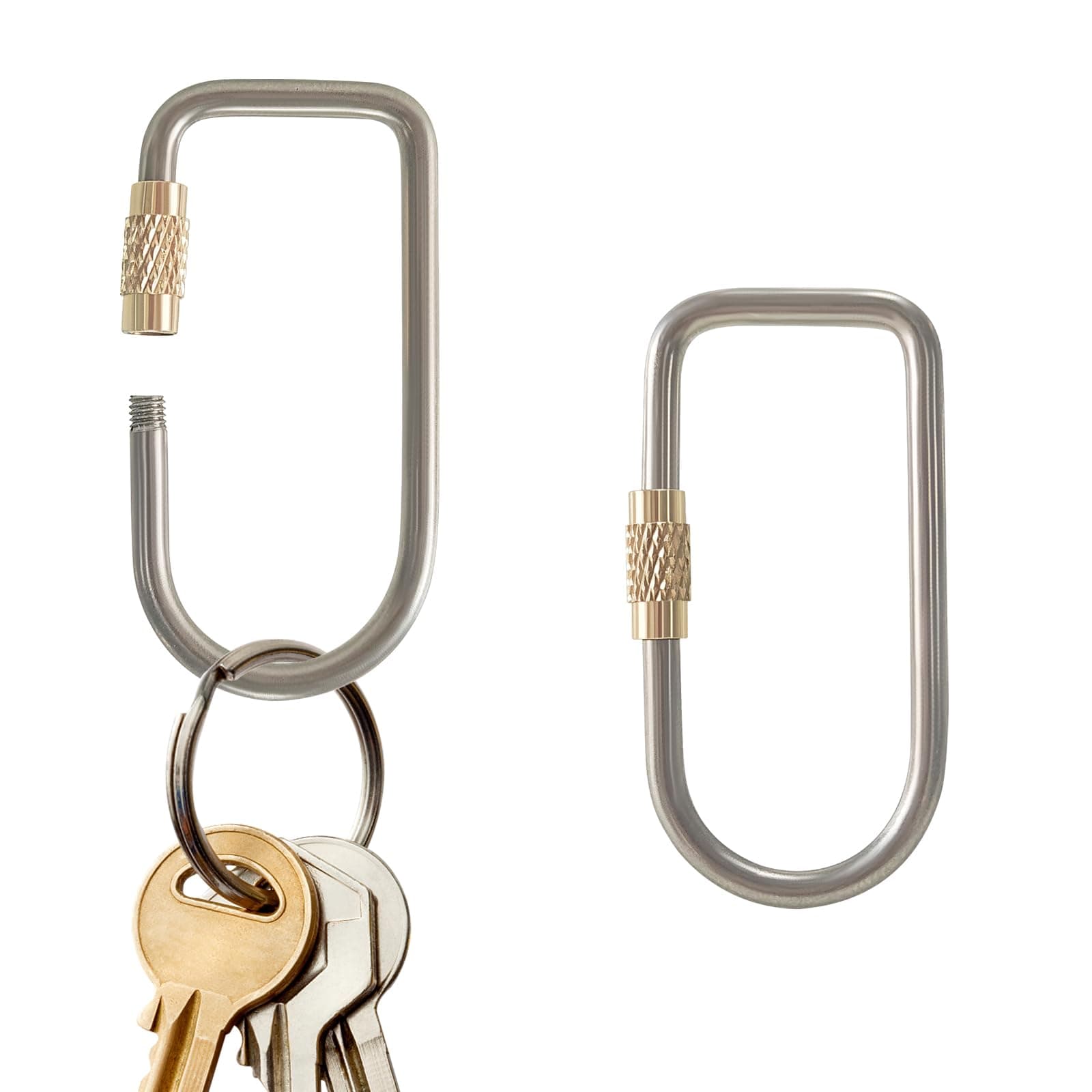 2 Pcs Titanium Locking Carabiner Titanium Alloy U-Shaped Key Chains Rings Buckles for Indoor Outdoor Use